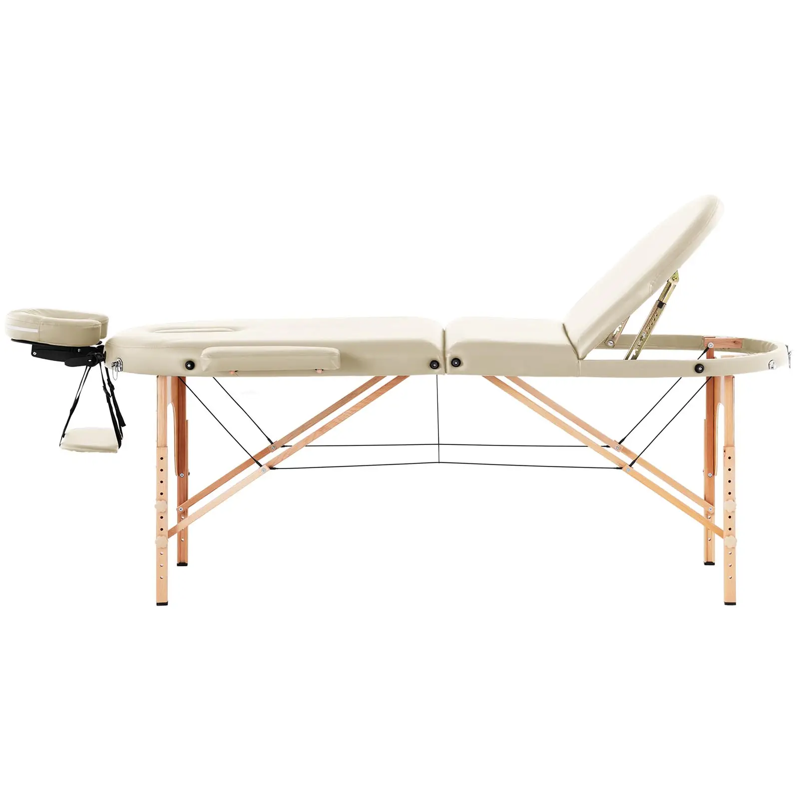 Skládací masážní lehátko - 3 zóny - 185 x 70 x 62–86 cm - 220 kg - béžové (Minimální výška: 62 cm)