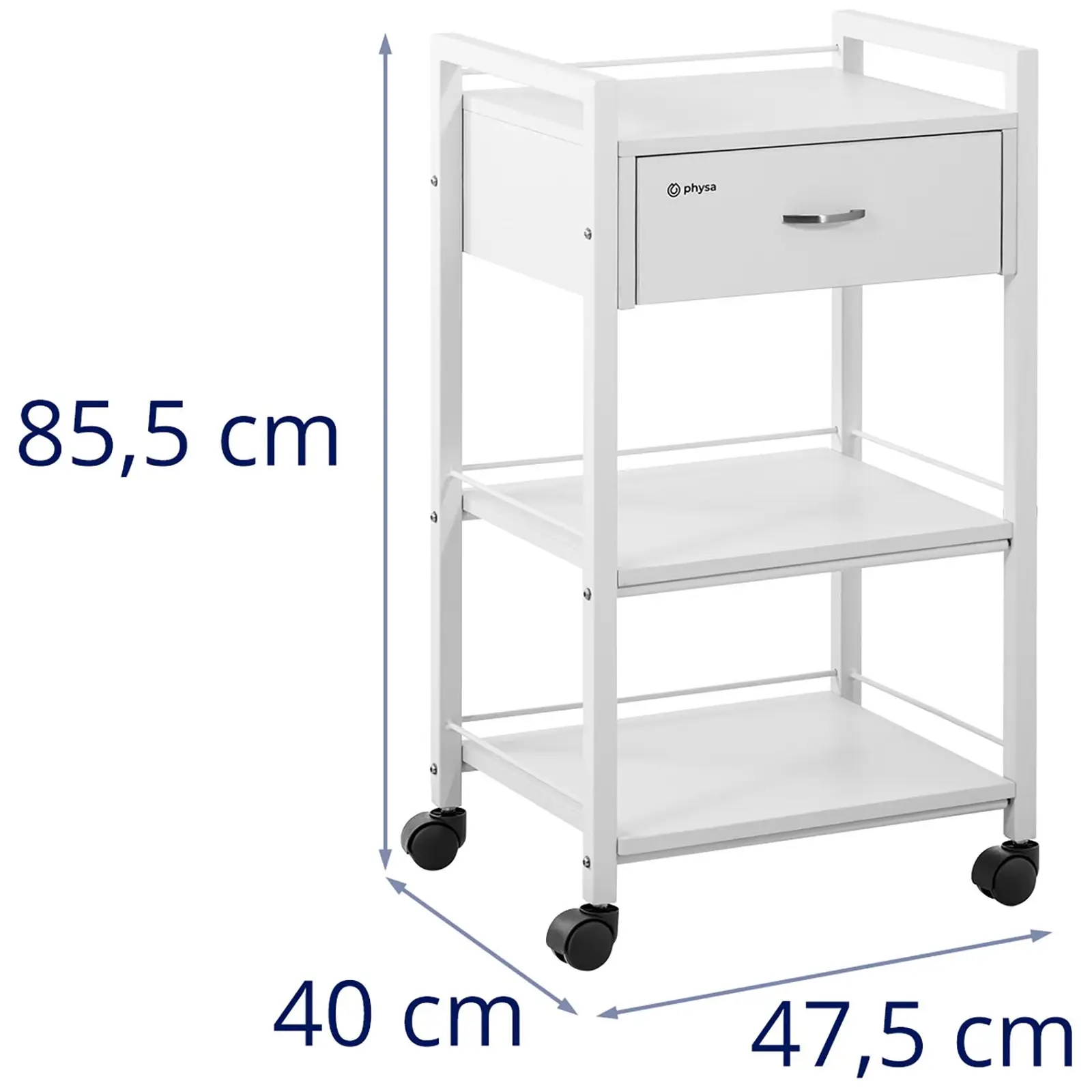 Carrinho de estética - 1 gaveta - 3 prateleiras - 47.5 x 40 x 85.5 cm