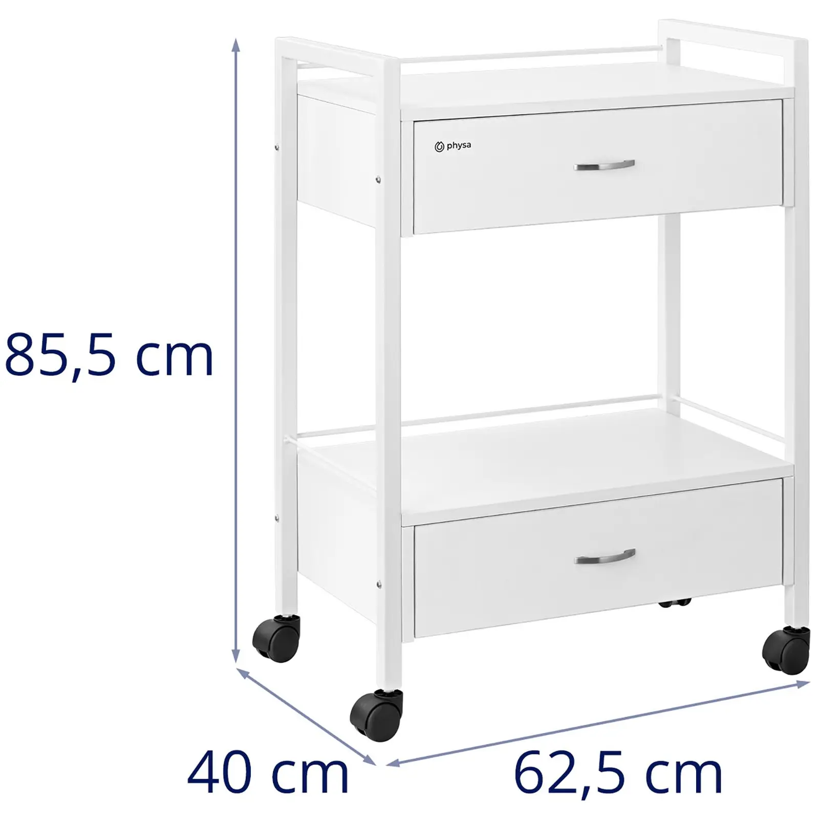 Carrinho de estética - 2 gavetas - 2 prateleiras - 62.5 x 40 x 85.5 cm