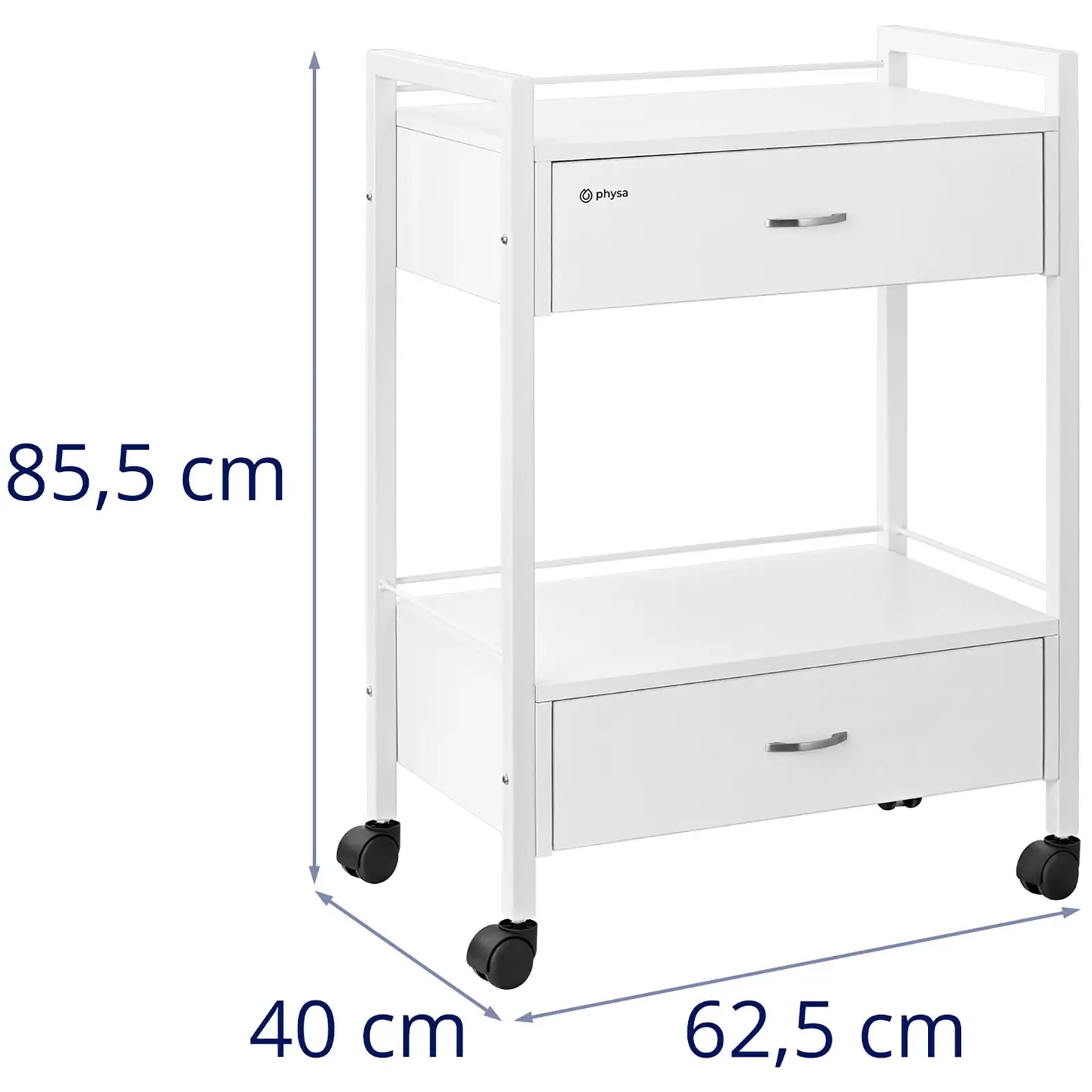 Klinikbord - 2 lådor - 62.5 x 40 x 85.5 cm