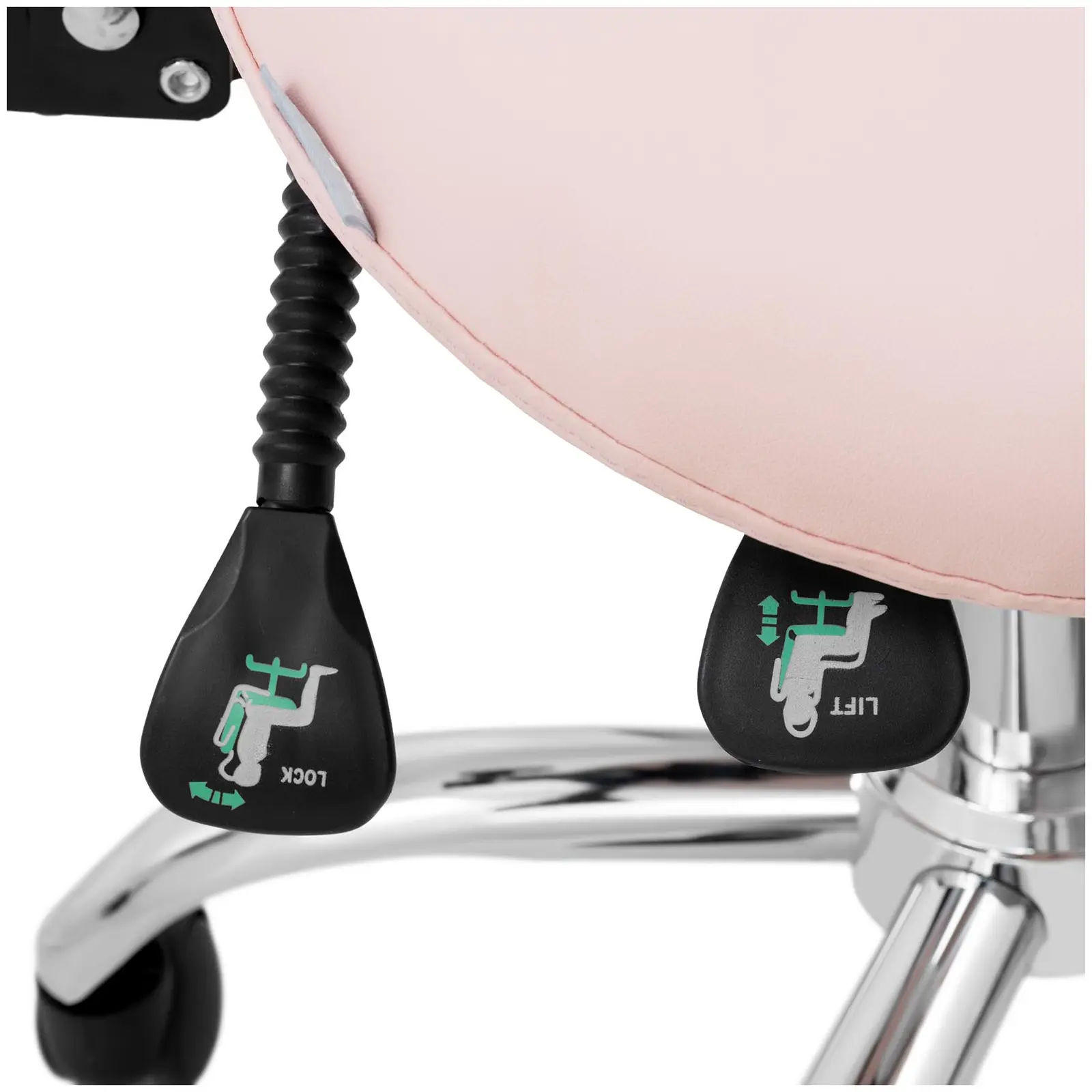 Sgabello con schienale - 55 - 69 cm - 150 kg - Rosa, Argento