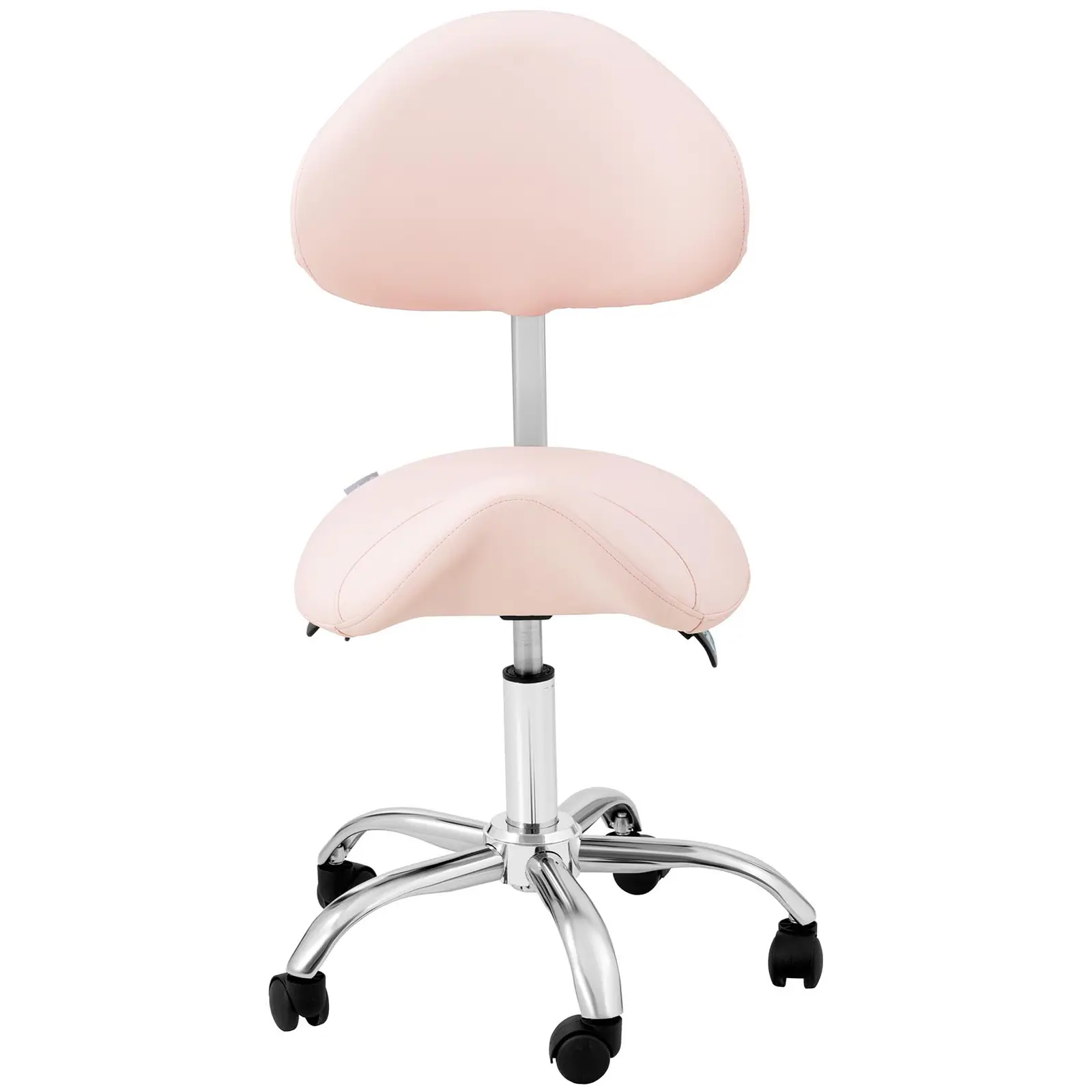 Nyeregszék - állítható magasságú háttámla és ülés - 55–69 cm - 150 kg - Rózsaszín, Ezüst