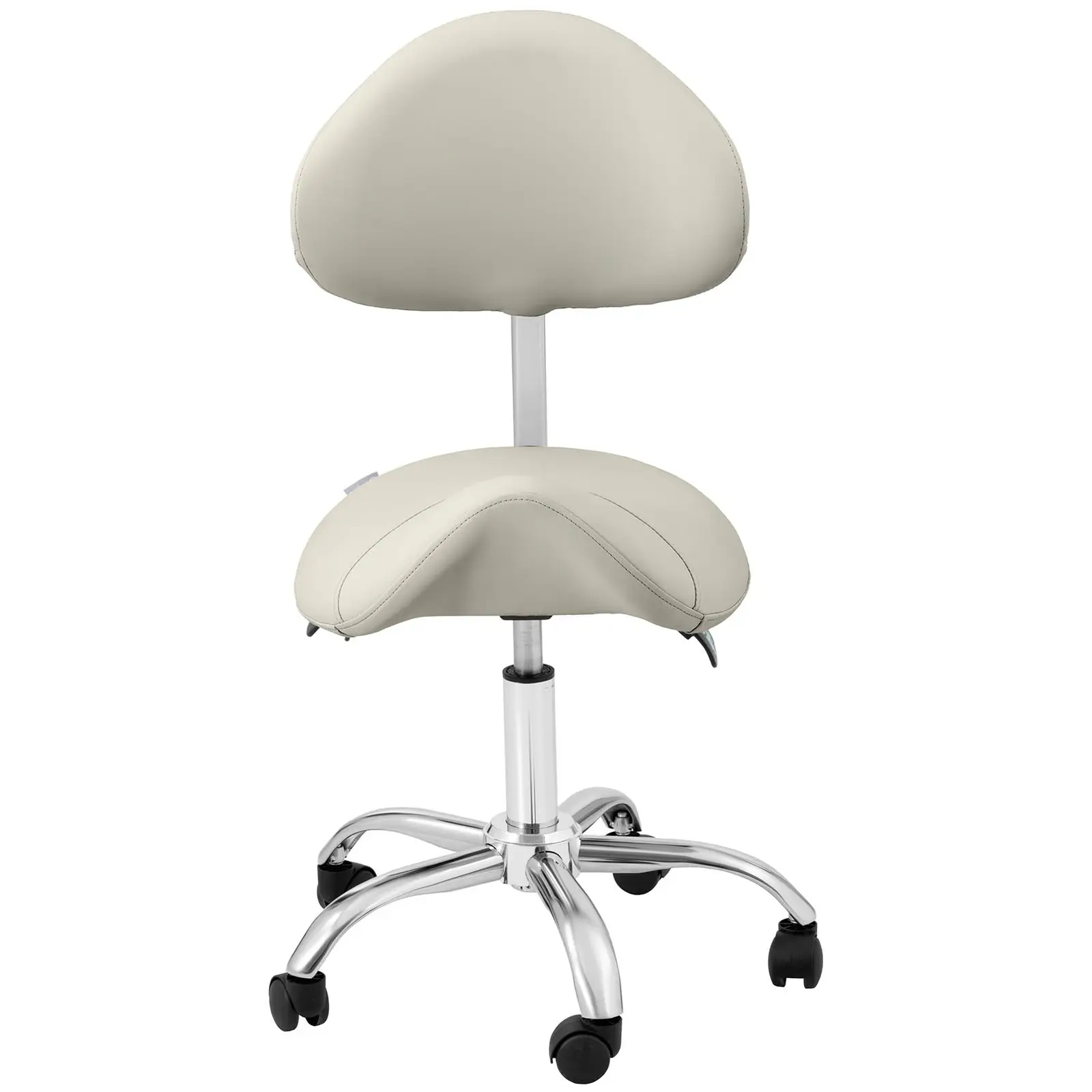 Krzesło siodłowe - oparcie i siedzisko z regulacją wysokości - 55-69 cm - 150 kg - szare, srebrne