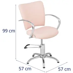 Fotel fryzjerski - 870-960 mm - 125 kg - różowy