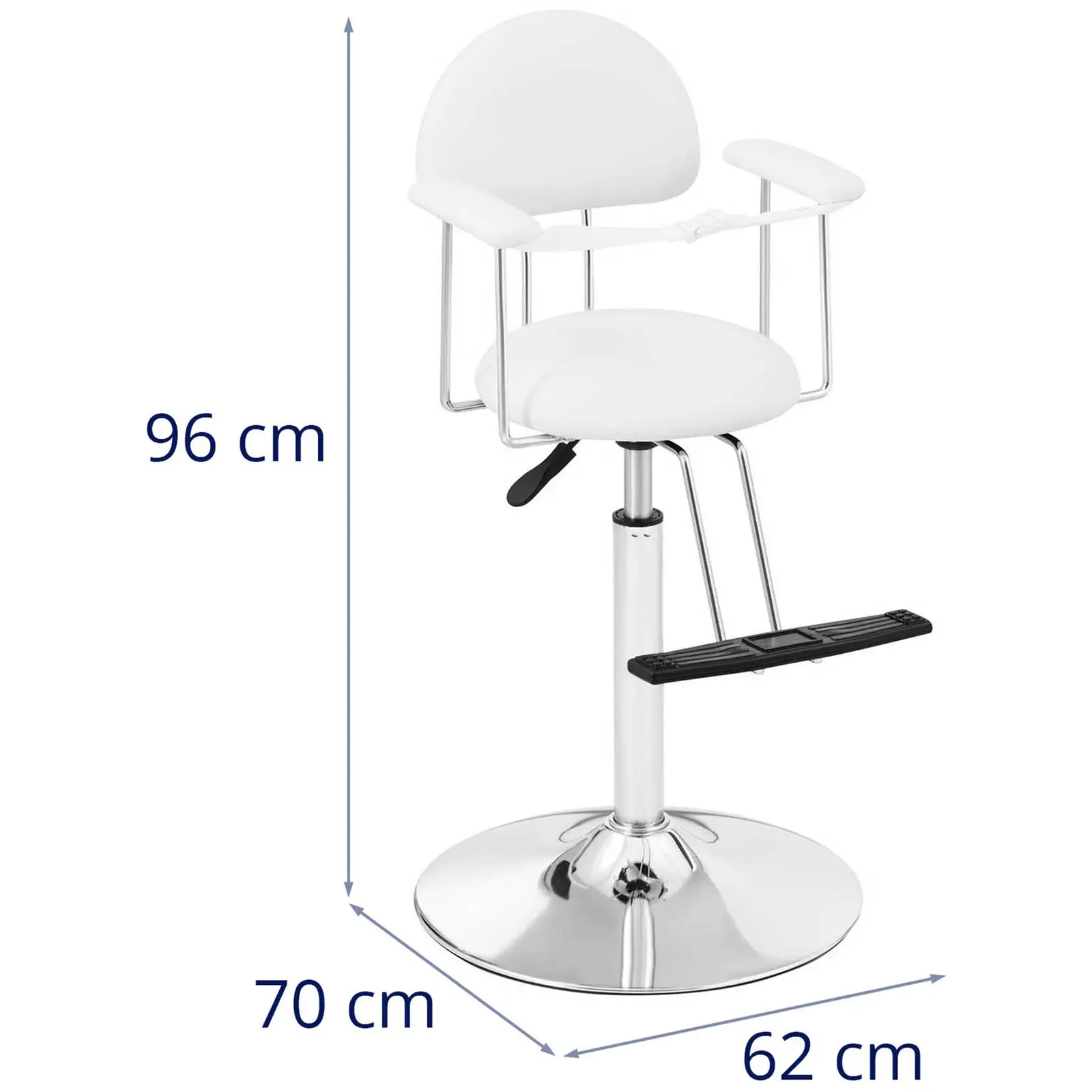 Cadeira de cabeleireiro infantil - 860-1110 mm - 125 kg - Branco