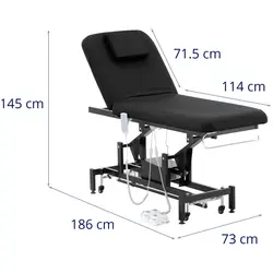 Stol za masažu - 2 motora - 200 kg - crni