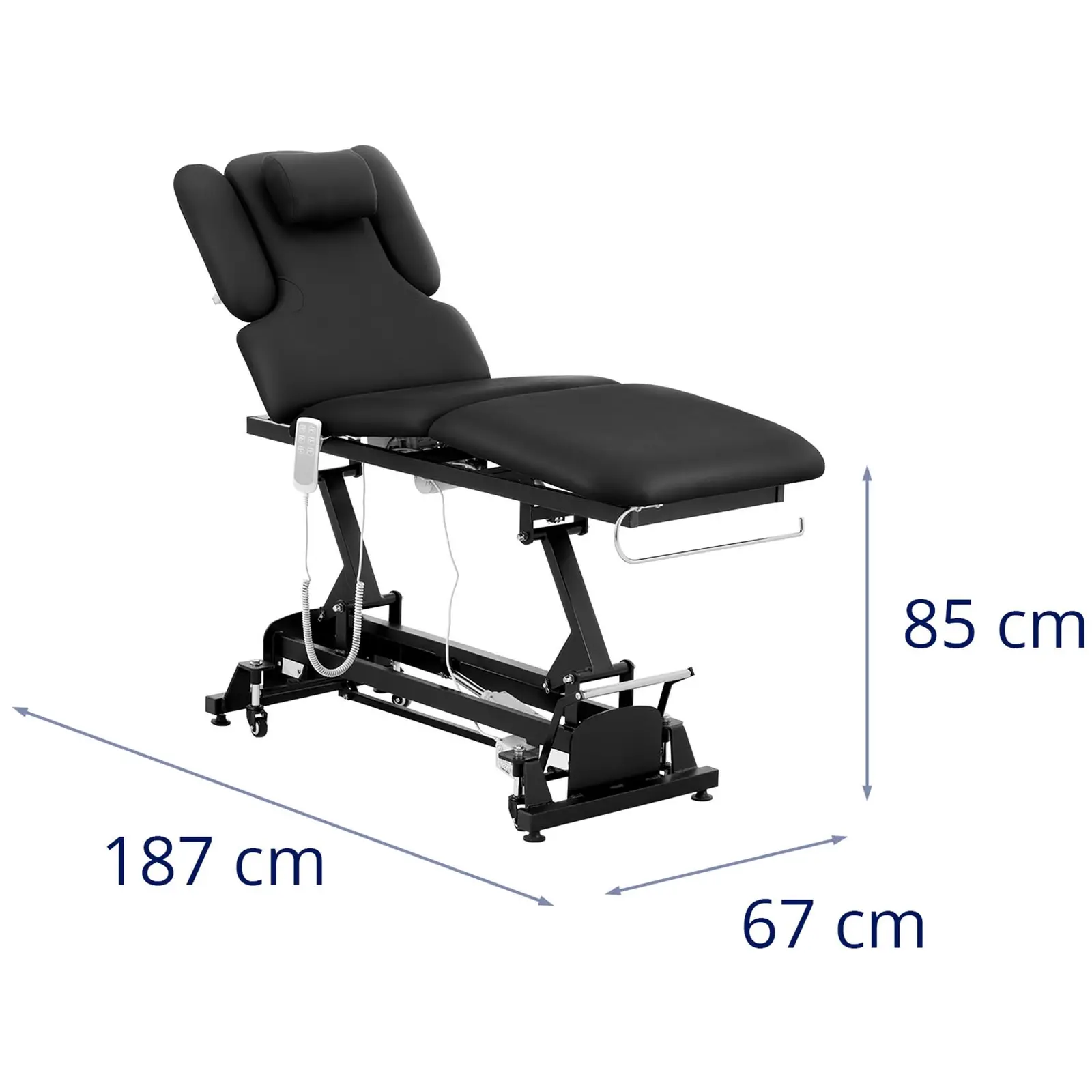 Table de massage électrique - 3 moteurs - 300 W - 185 x 67 x 62 - 84 cm -  200 kg - Noir (Épaisseur rembourrage: 80 mm)