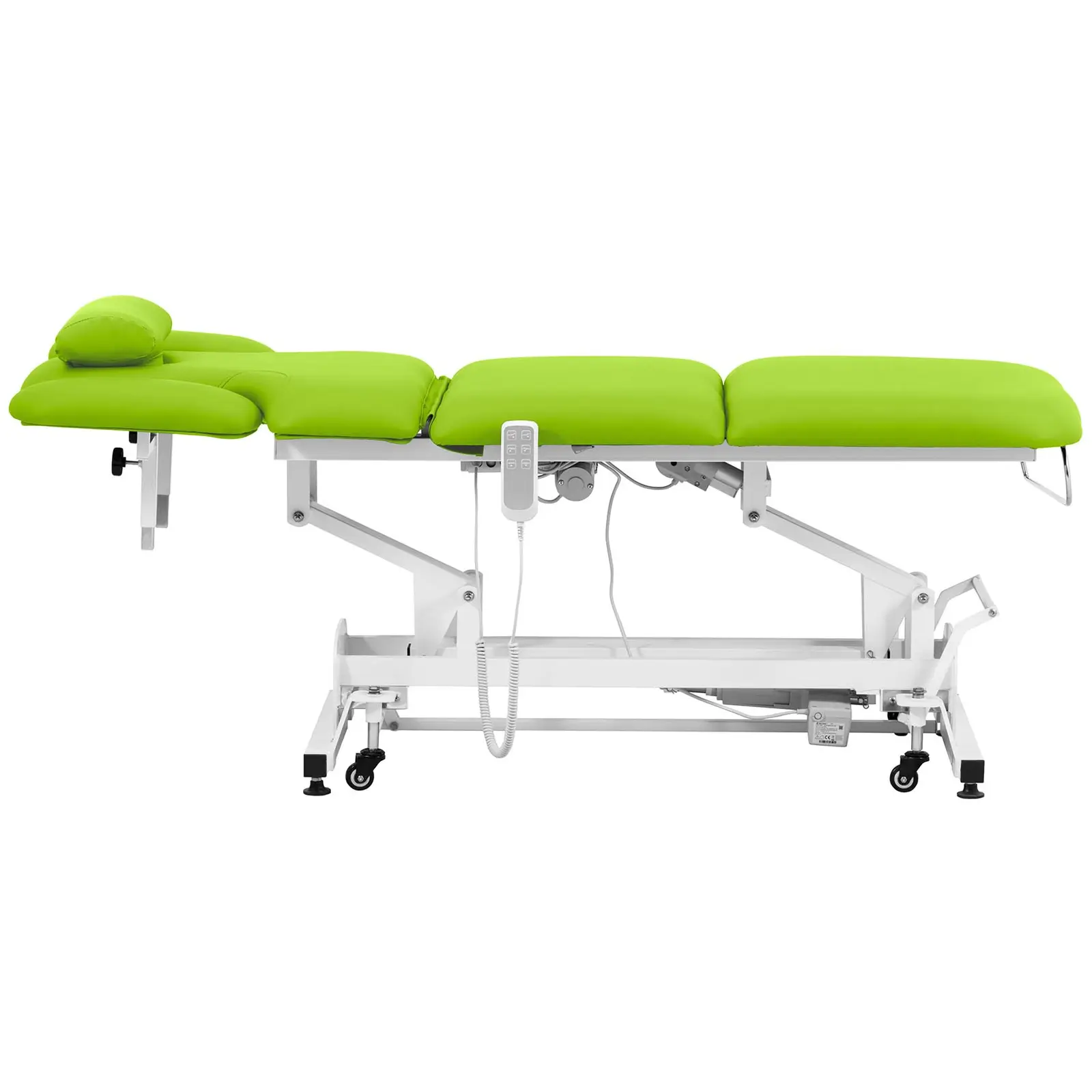 Elektrické masážní lehátko - 3 motory - 300 W - 185 x 67 x 62–84 cm - 200 kg - bílé/světle zelené (Minimální výška: 62 cm)