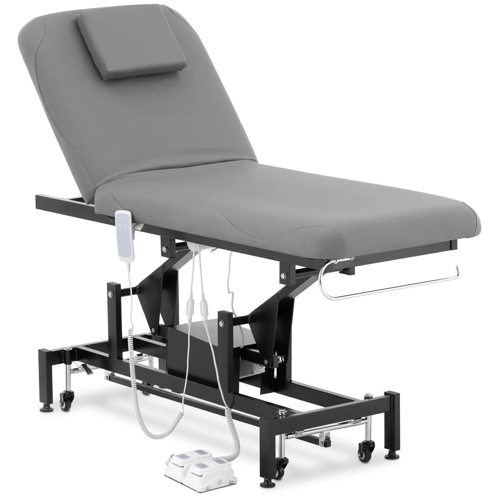 Elektrické masážní lehátko - 2 motory - 200 W - 187 x 70 x 68–90 cm - 200 kg - černá/šedá
