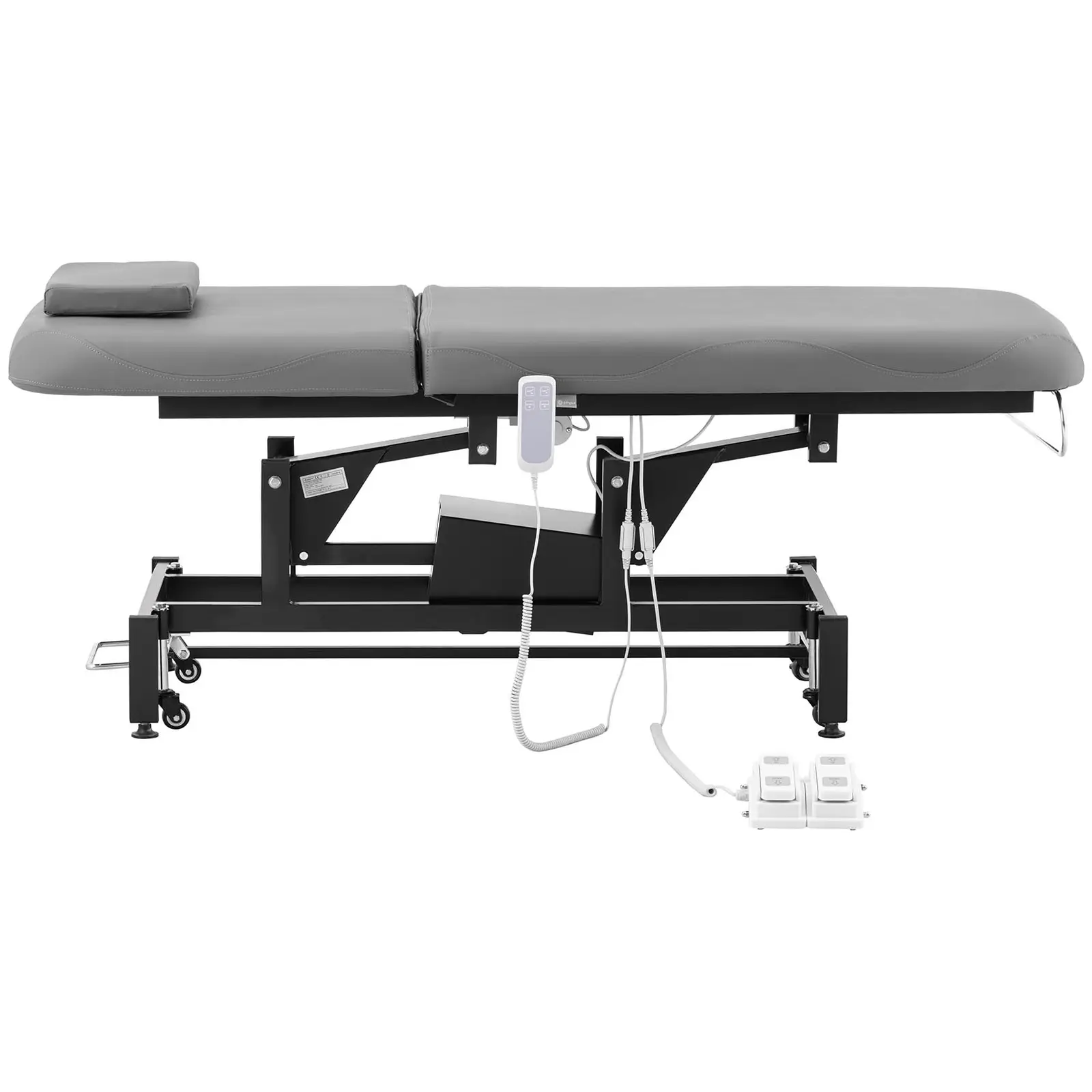 Elektrické masážní lehátko - 2 motory - 200 W - 187 x 70 x 68–90 cm - 200 kg - černá/šedá (Maximální výška: 90 cm)
