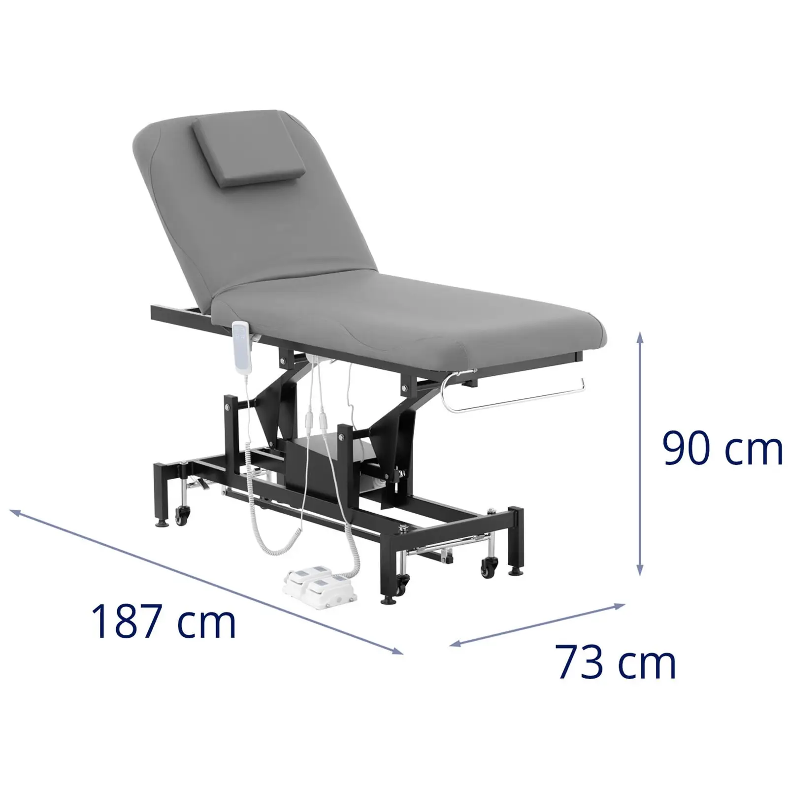 Elektrické masážní lehátko - 2 motory - 200 W - 187 x 70 x 68–90 cm - 200 kg - černá/šedá (Minimální výška: 68 cm)