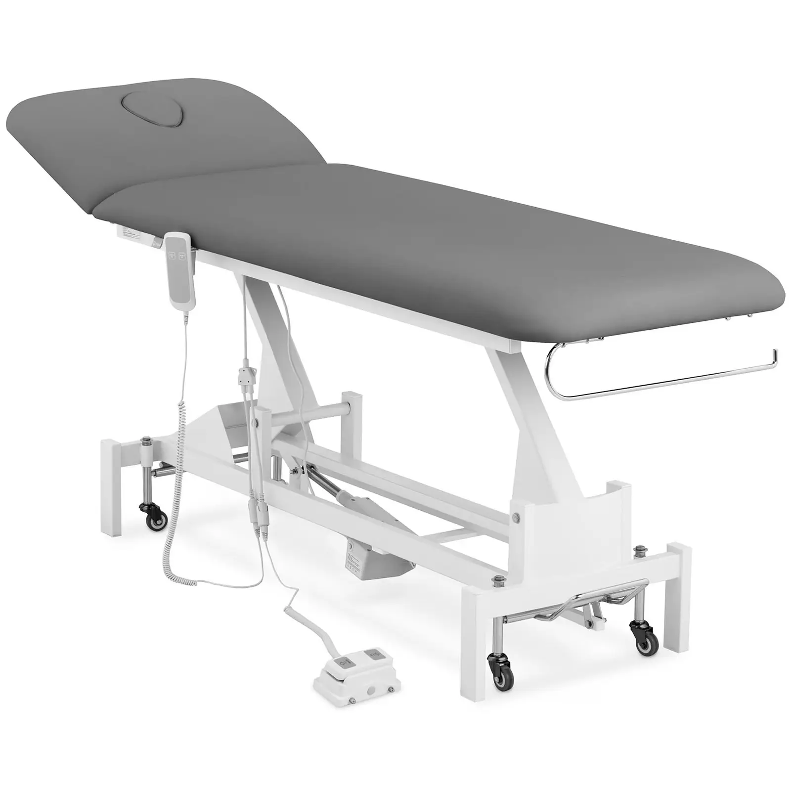 Elektrické masážní lehátko - 1 motor - 100 W - 207 x 68 x 53–92 cm - 200 kg - bílé/šedé