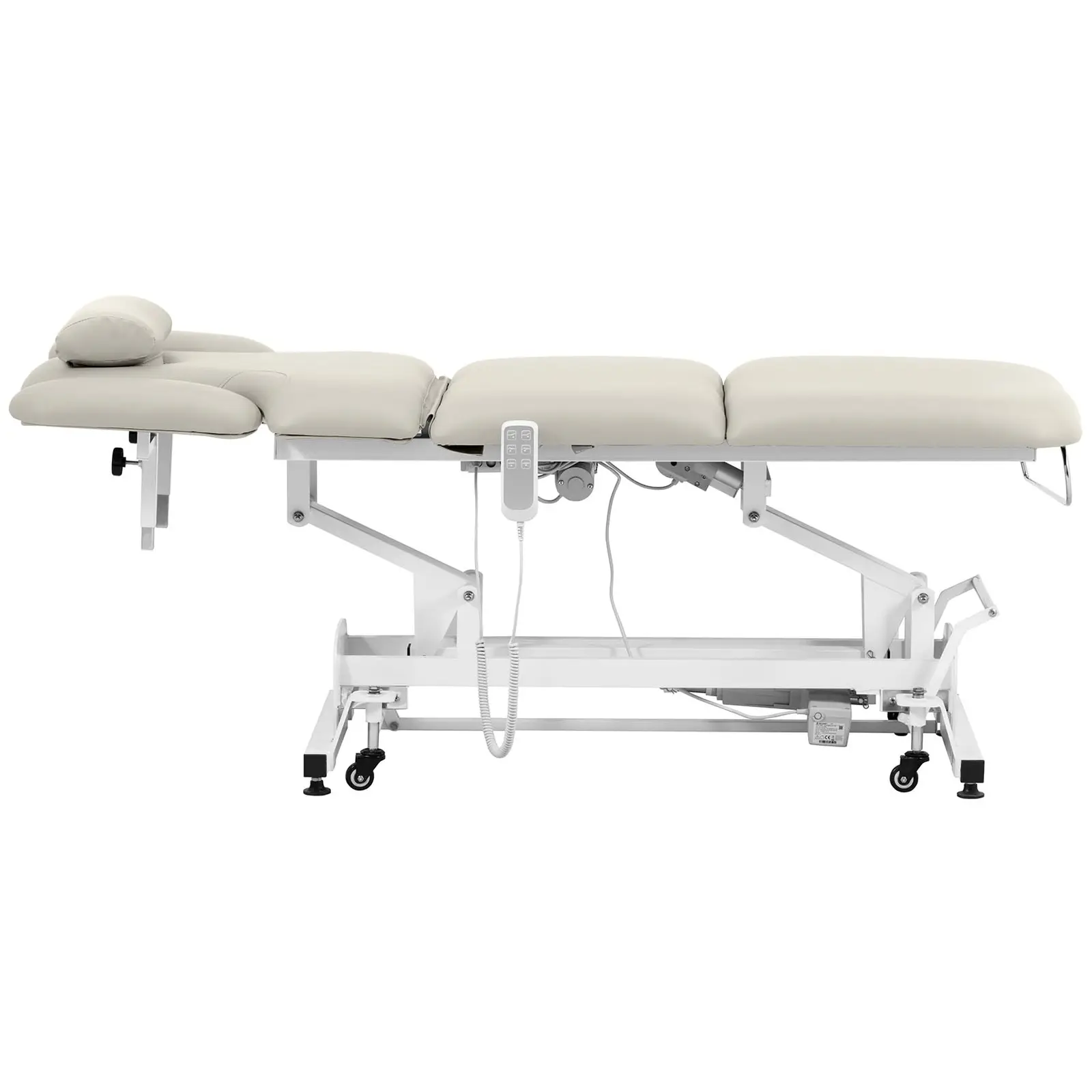 Elektrické masážní lehátko - 3 motory - 300 W - 185 x 67 x 62–84 cm - 200 kg - bílé/béžové (Minimální výška: 62 cm)