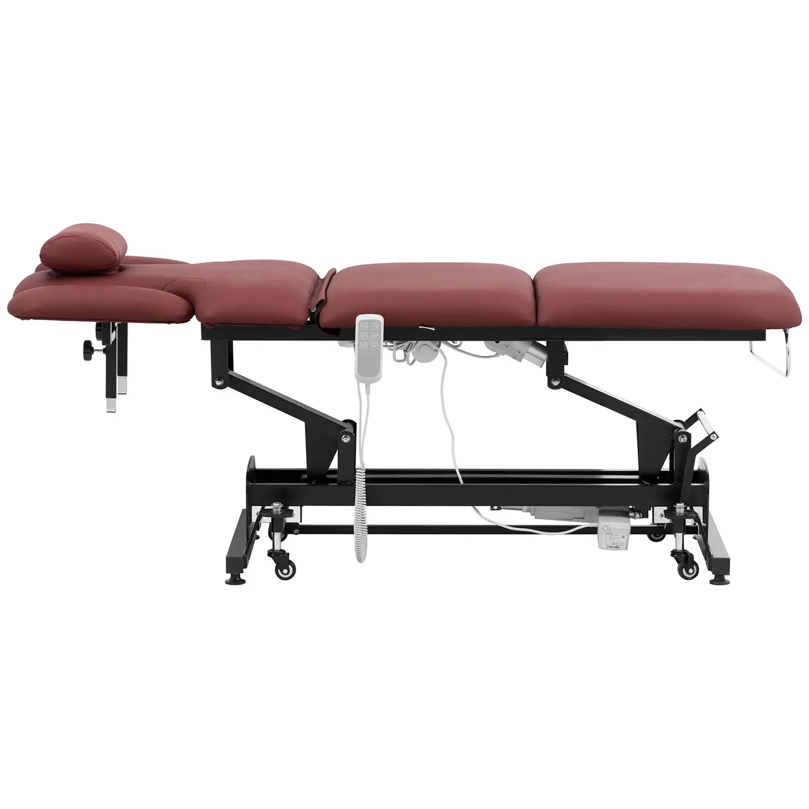 Elektrické masážní lehátko - 3 motory - 300 W - 185 x 67 x 62–84 cm - 200 kg - černá/bordeaux (Minimální výška: 62 cm)