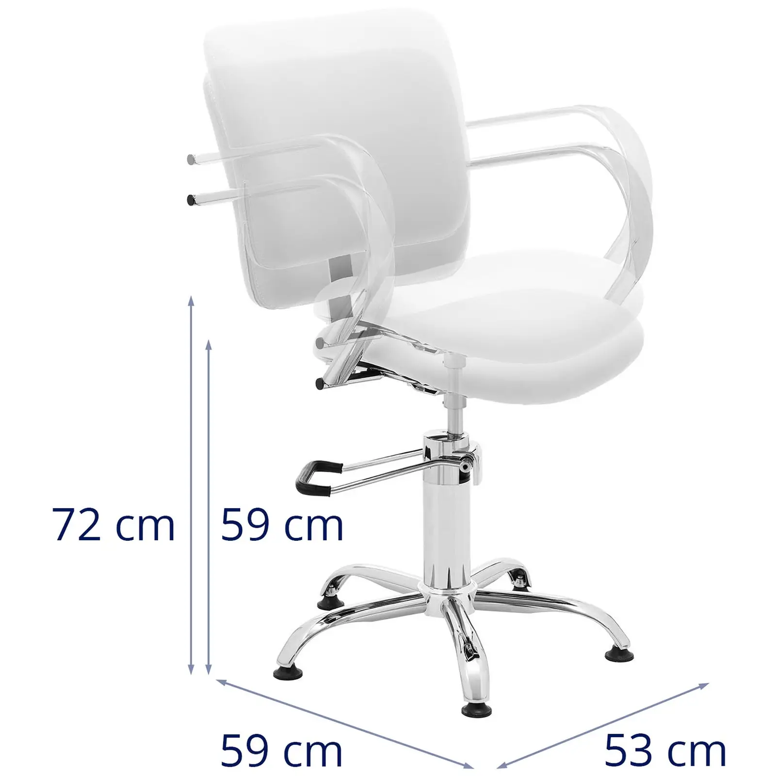 Friseurstuhl - 590 - 720 mm - 150 kg - Weiß