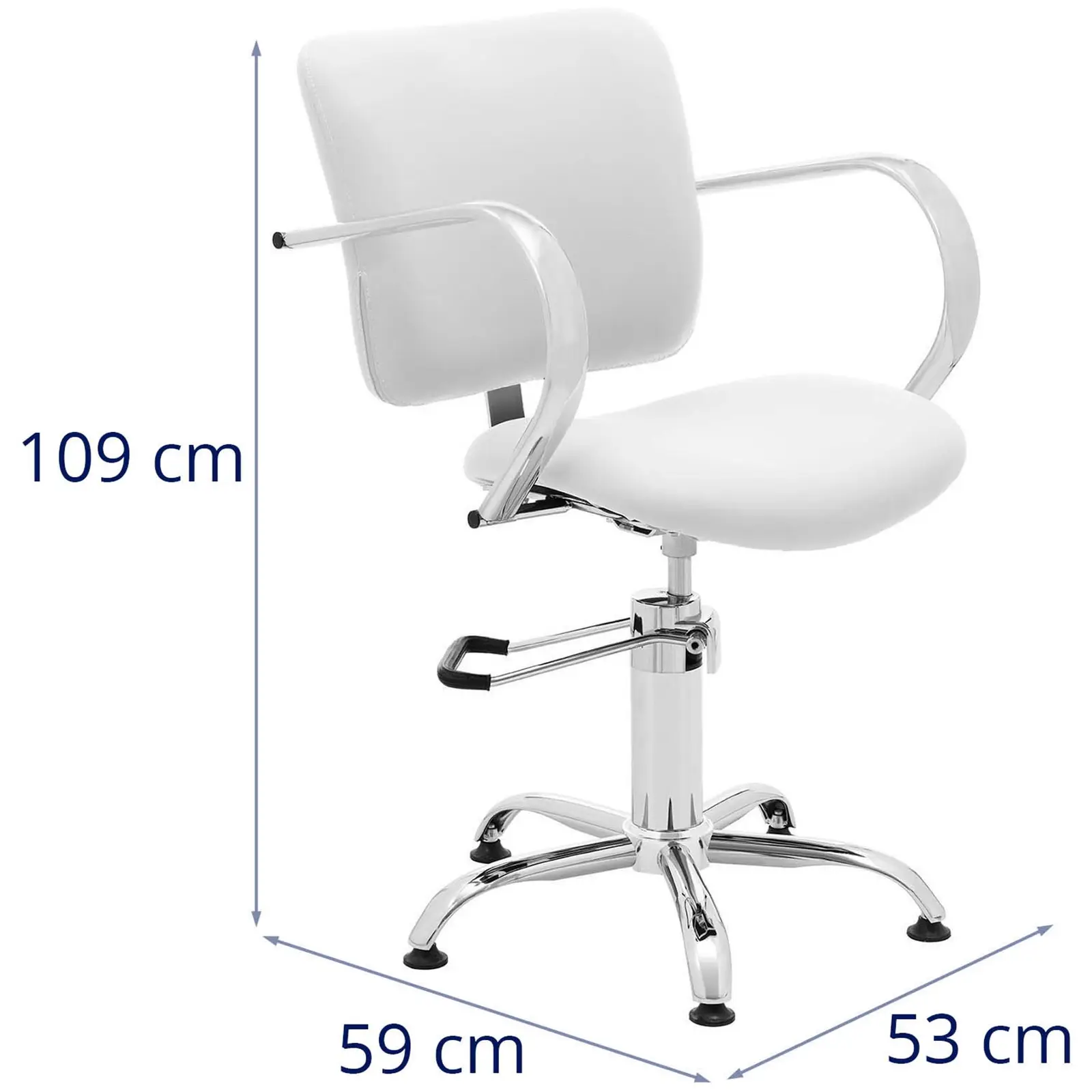 Andrahandssortering Frisörstol - 590–720 mm - 150 kg - Vit