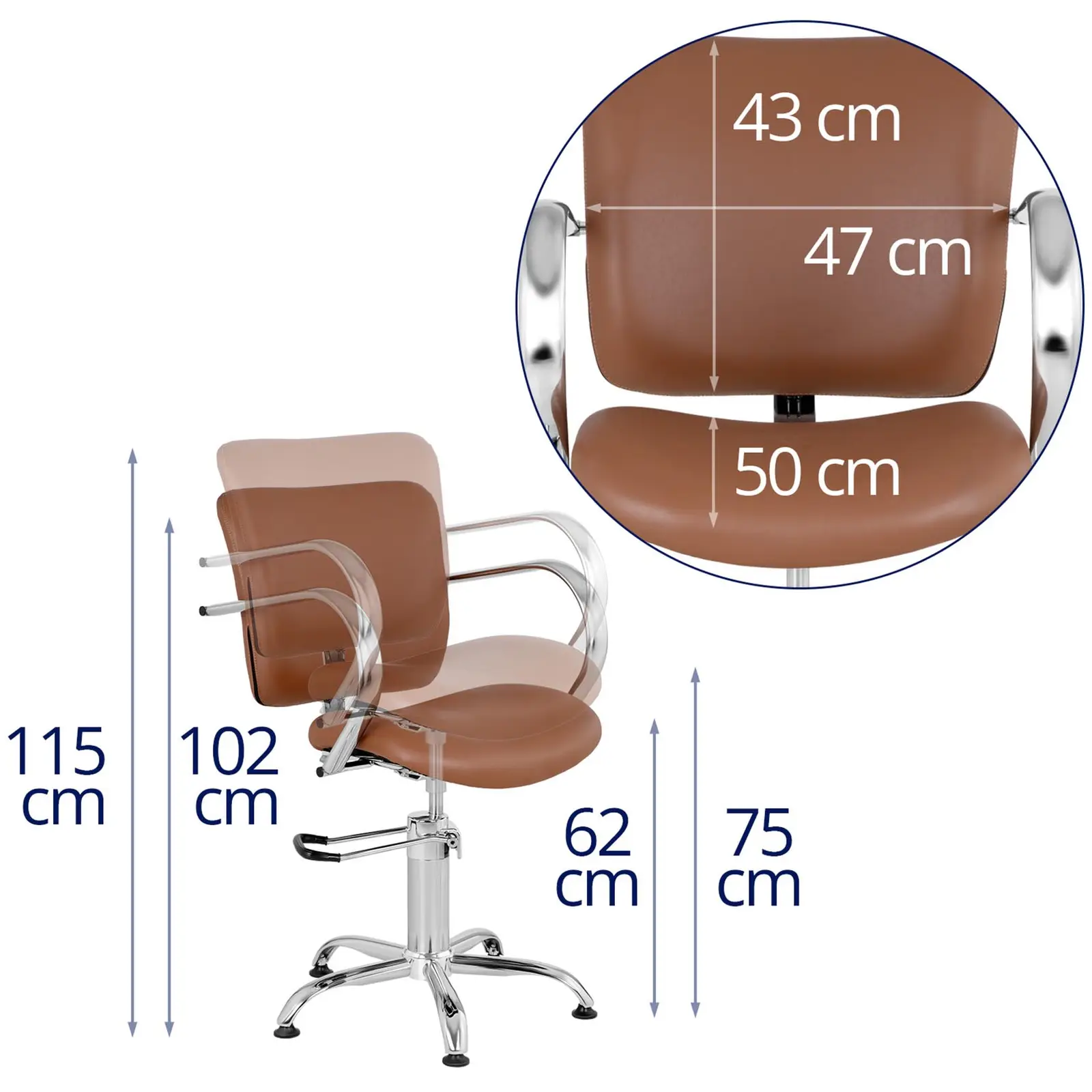 Salon Chair - 590 - 720 mm - 150 kg - Brown