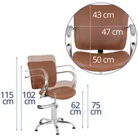 Fotel fryzjerski - 590-720 mm - 150 kg - brązowy