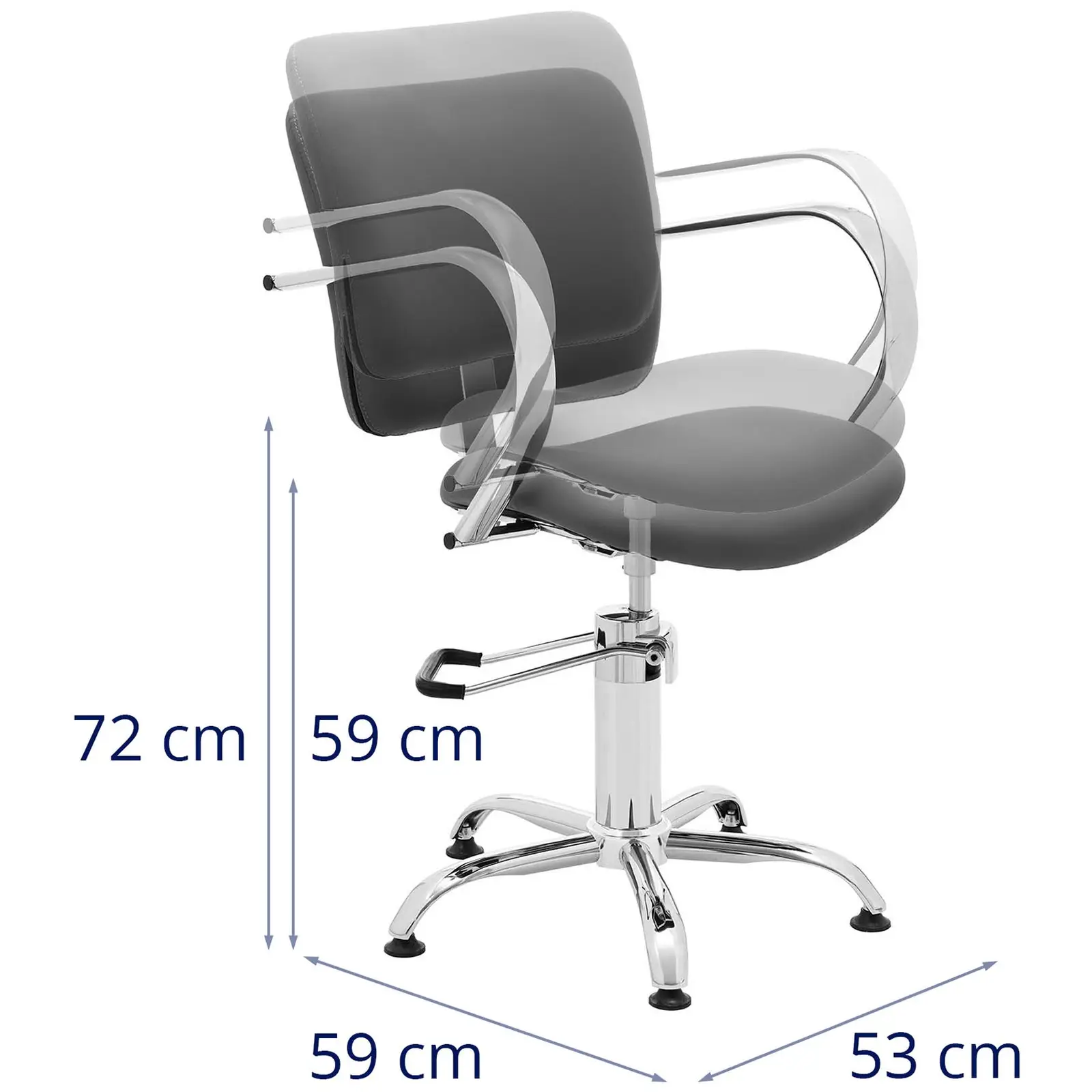 Andrahandssortering Frisörstol - 590–720 mm - 150 kg - Grå