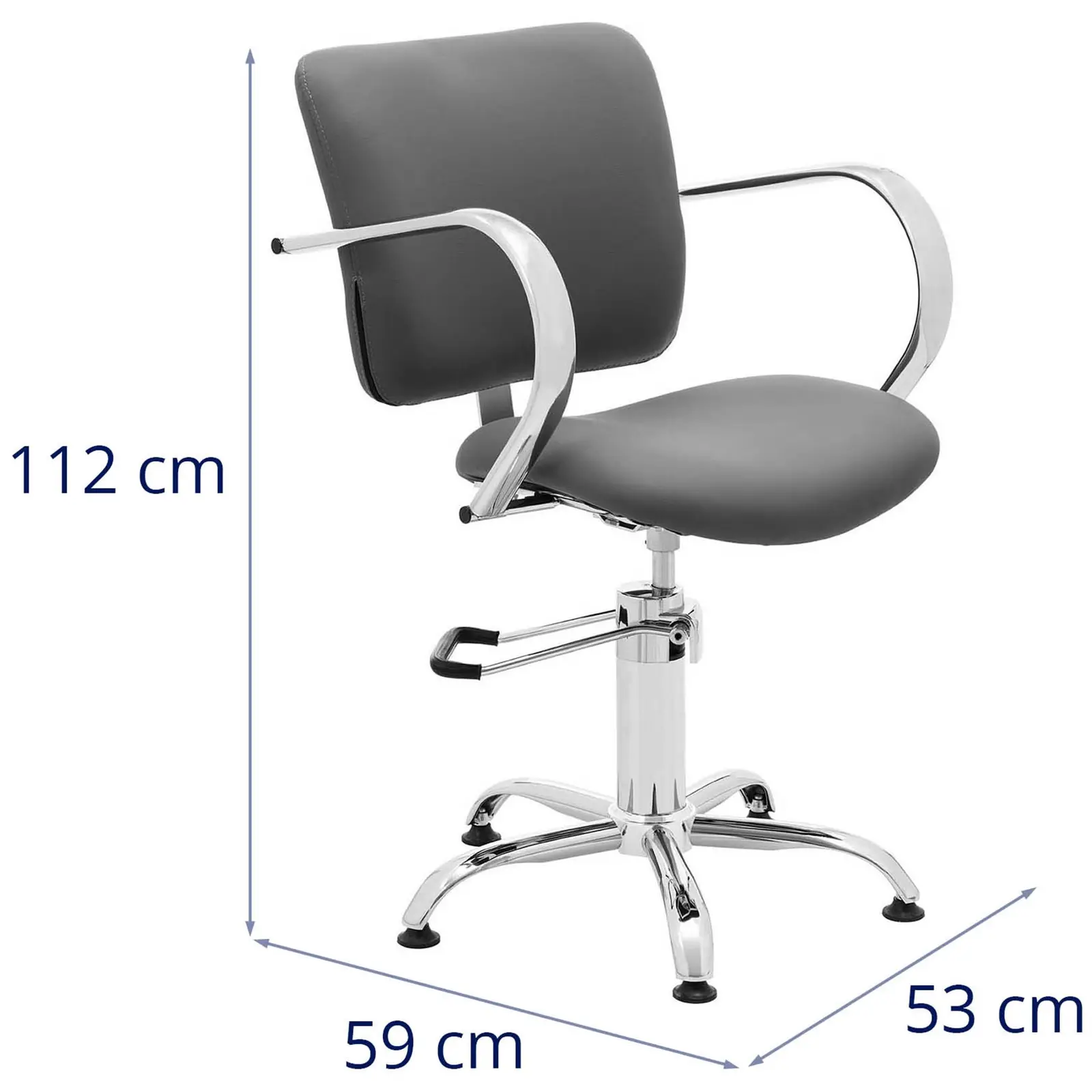 Andrahandssortering Frisörstol - 590–720 mm - 150 kg - Grå