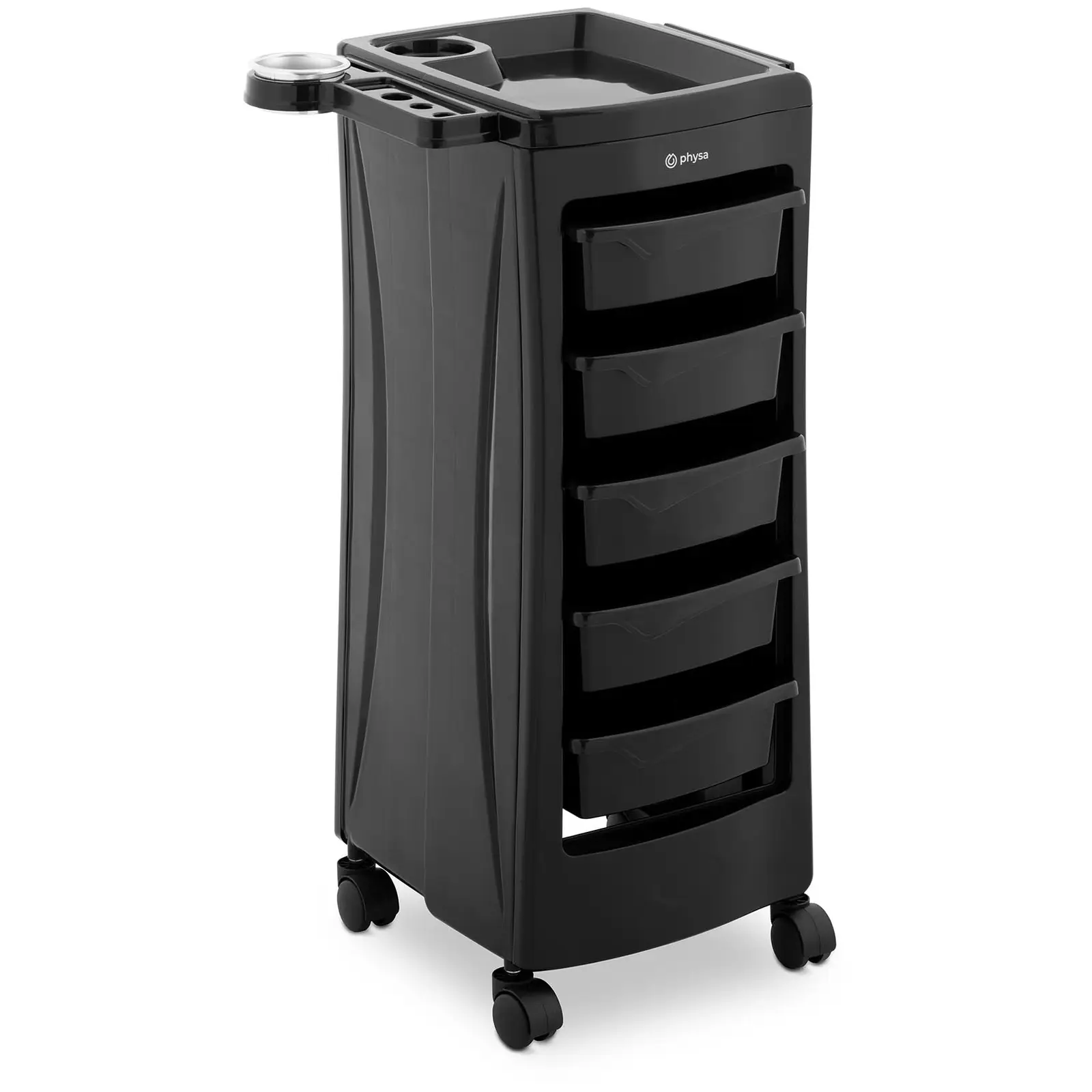 Hair Salon Trolley - 10 kg - 5 drawers - hairdryer holder - 485 x 380 mm shelf