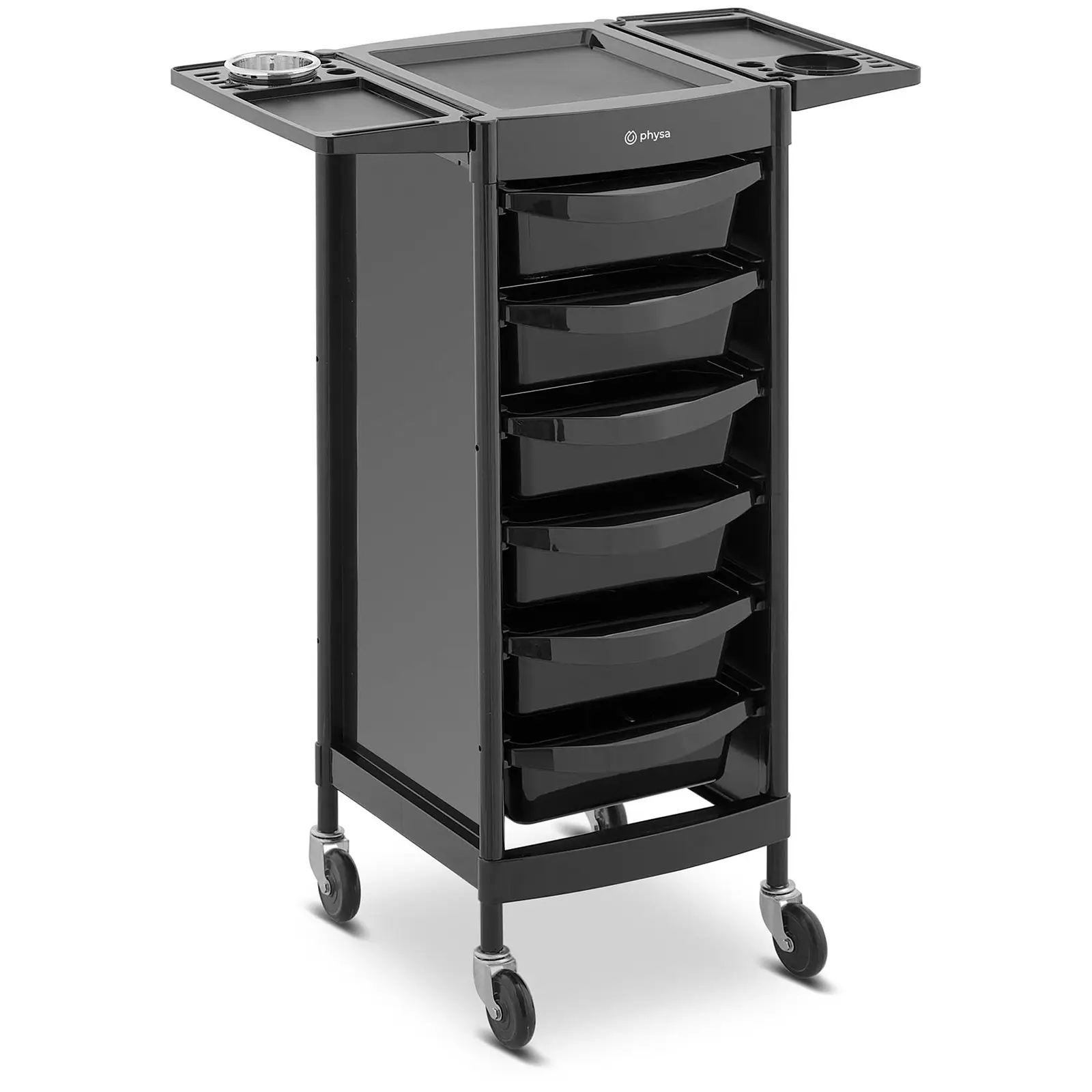 Carrello per parrucchiere - 10 kg - 6 Cassetti con 3 divisori - 420 x 390 mm - Supporto per asciugacapelli