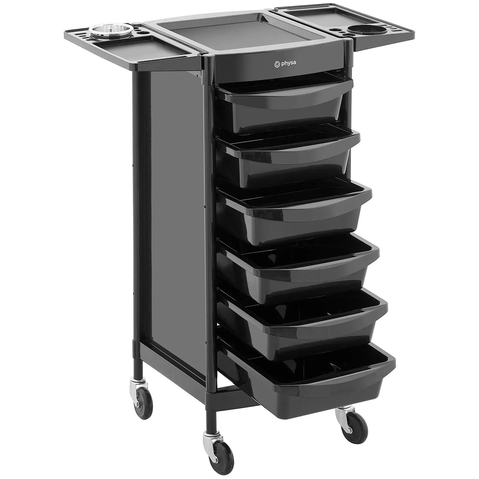 Kadeřnický vozík - 10 kg - 6 zásuvek se 3 přepážkami - držák na fén - odkládací plocha 420 x 390 mm (Počet zásuvek: 6 Pc)