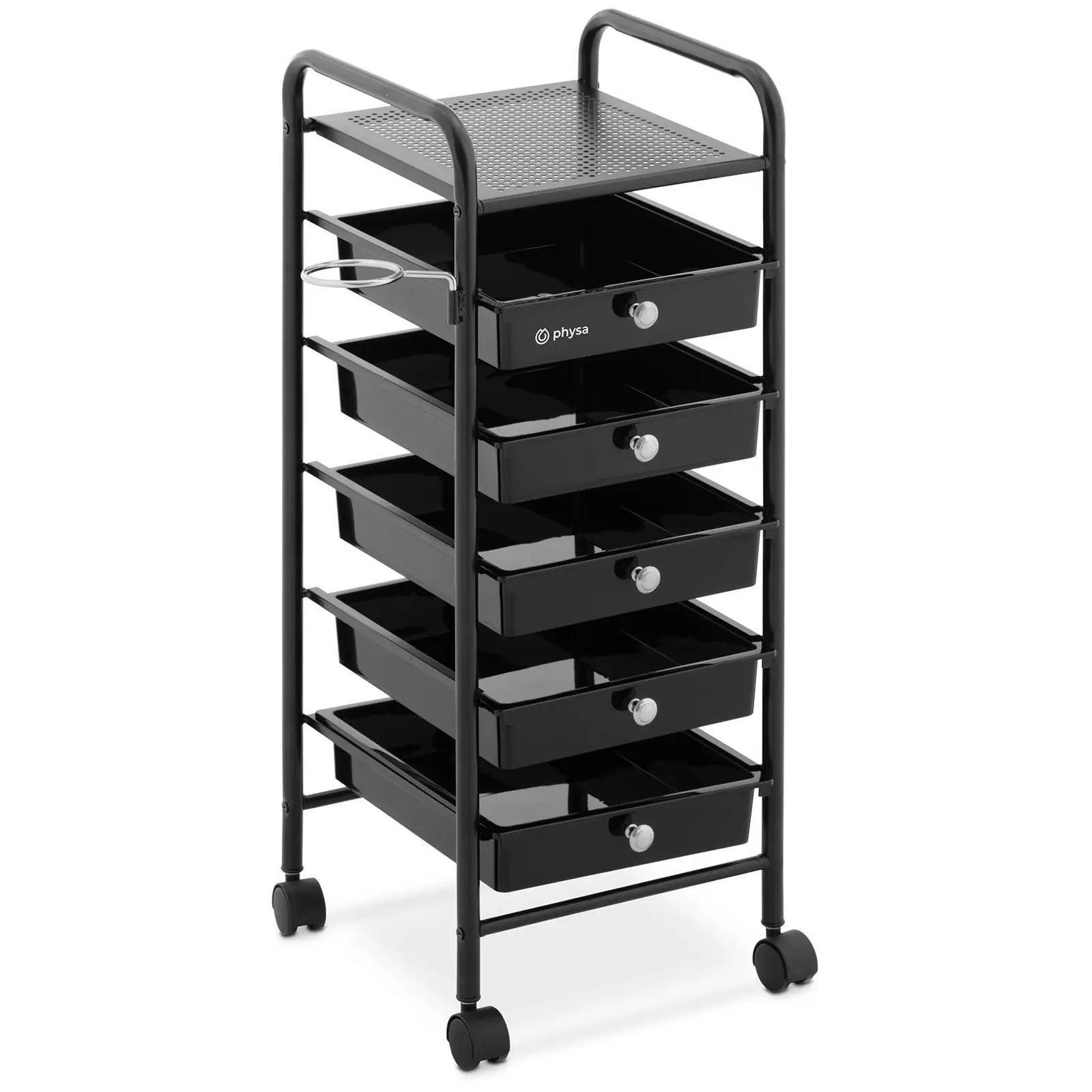 Carrello per parrucchiere - 10 kg - 5 Cassetti - 330 x 320 mm - Supporto per asciugacapelli