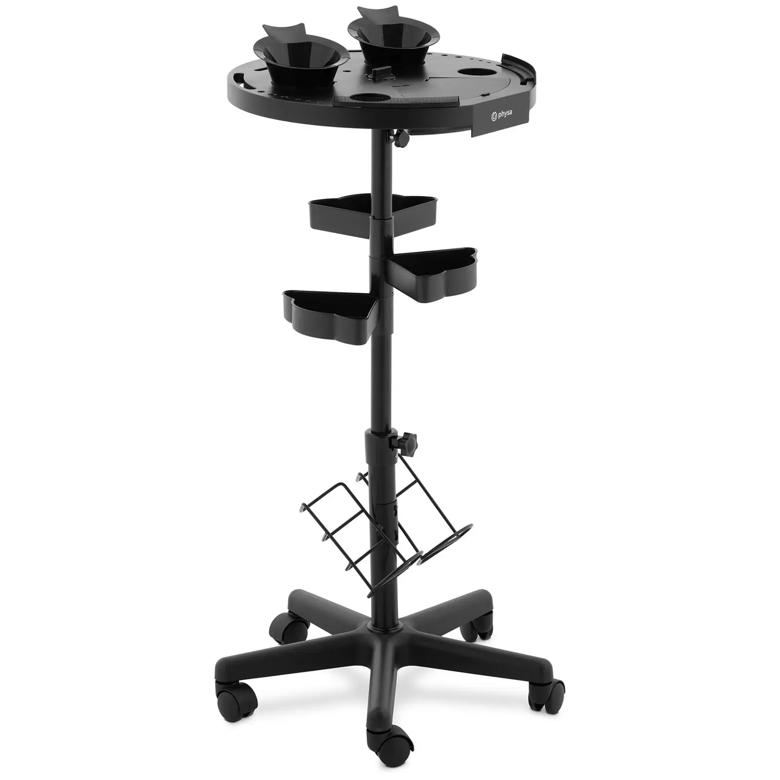 Hair Salon Trolley - 10 kg - 750 - 1020 mm - Ø458 mm shelf - timer