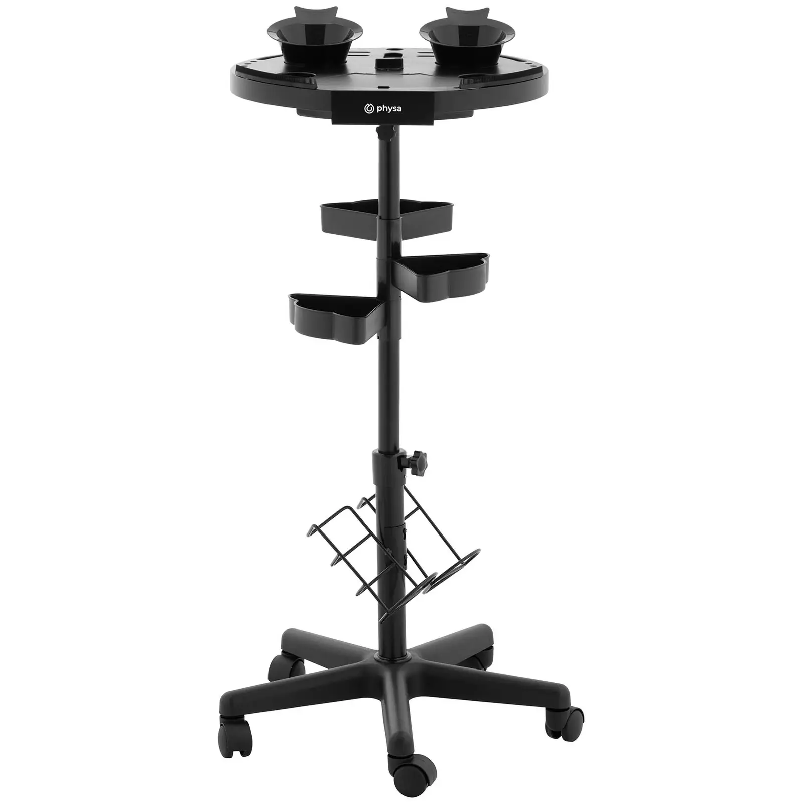 Frisørvogn - 10 kg - 750 - 1020 mm - Ø458 mm hylle - timer (Materiale: PP)