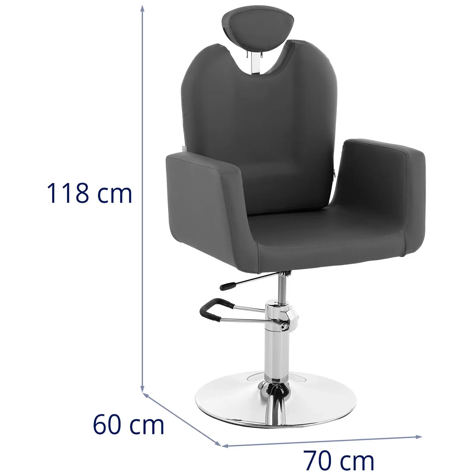 Frisørstol - 510 - 650 mm - 150 kg - grå (360° drejestol: Ja)