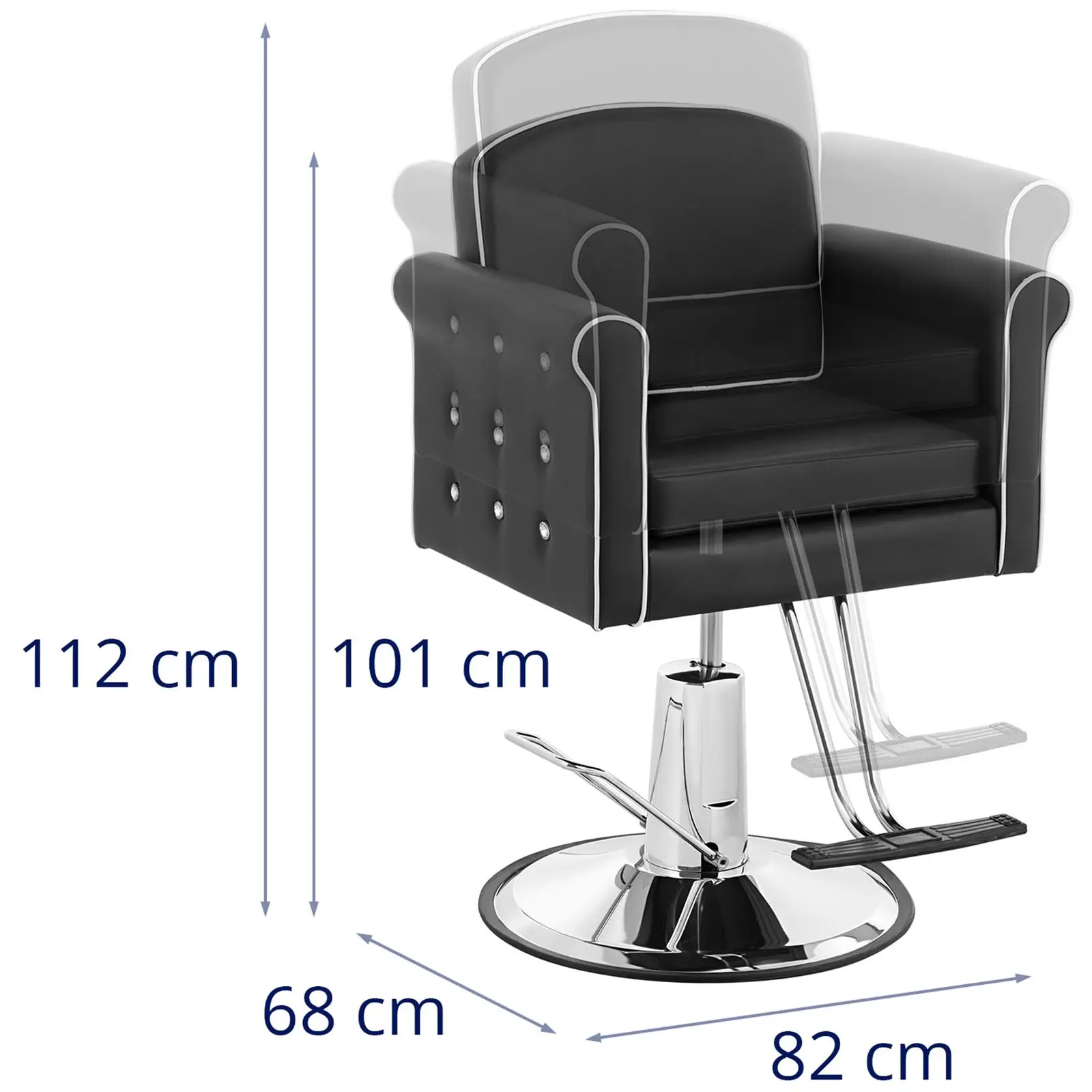 Salonski stol z naslonom za noge - 520 - 630 mm - 150 kg - črna