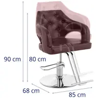 Poltrona da parrucchiere con poggiapiedi - 470 - 570 mm - 150 kg - Marrone