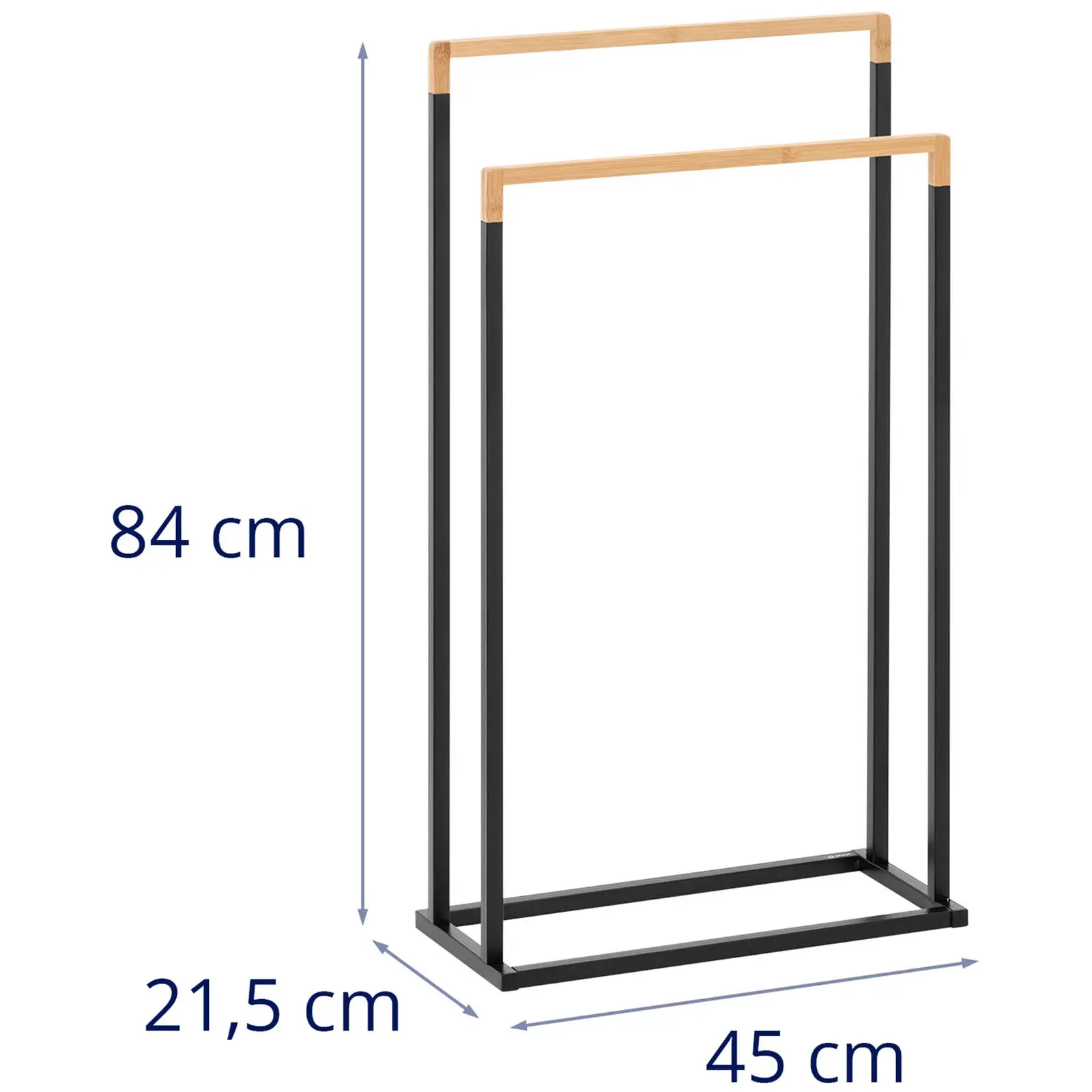 Držák na ručníky - 2 tyče - bambus/černá