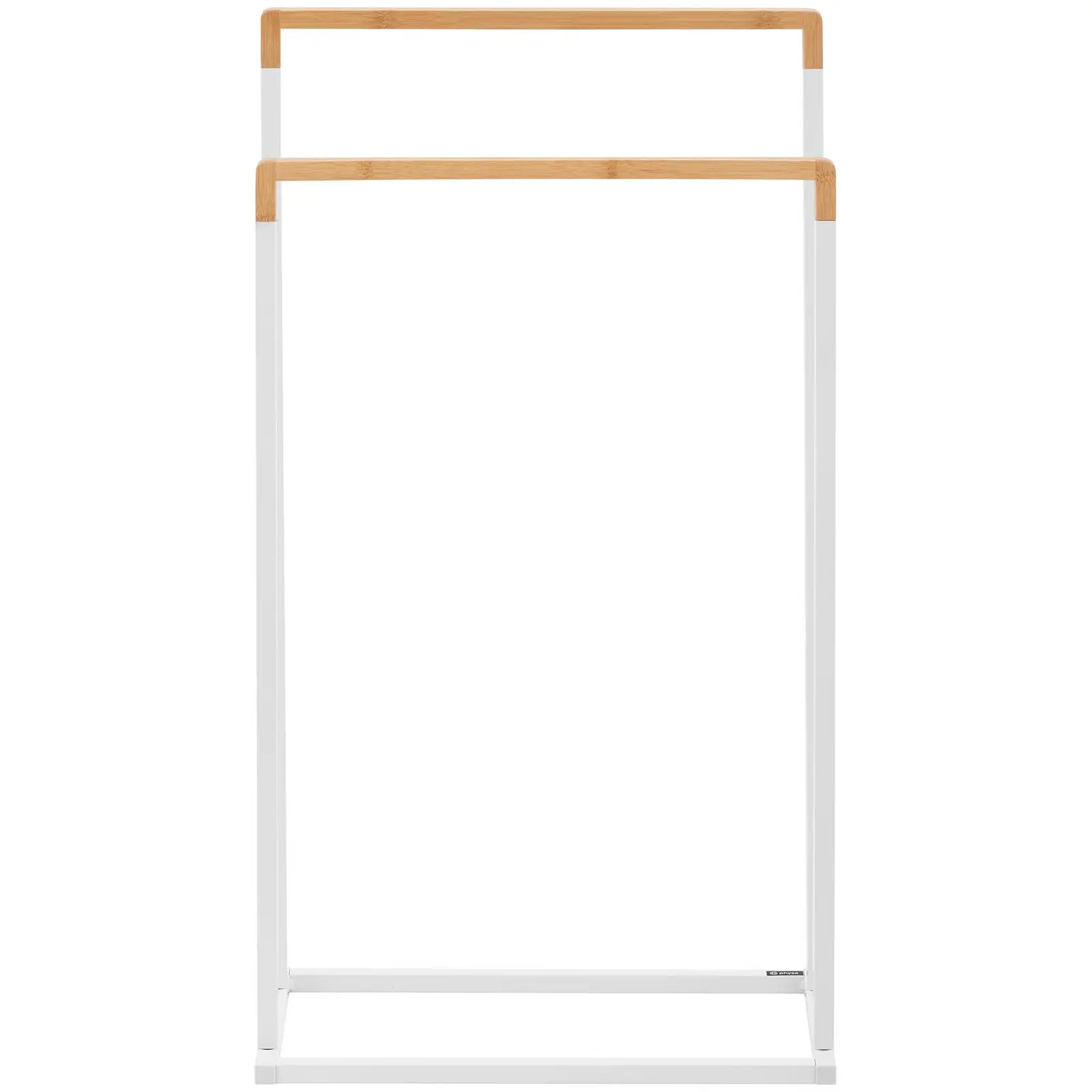 Porte serviette sur pied - 2 barres - Bambou/Blanc