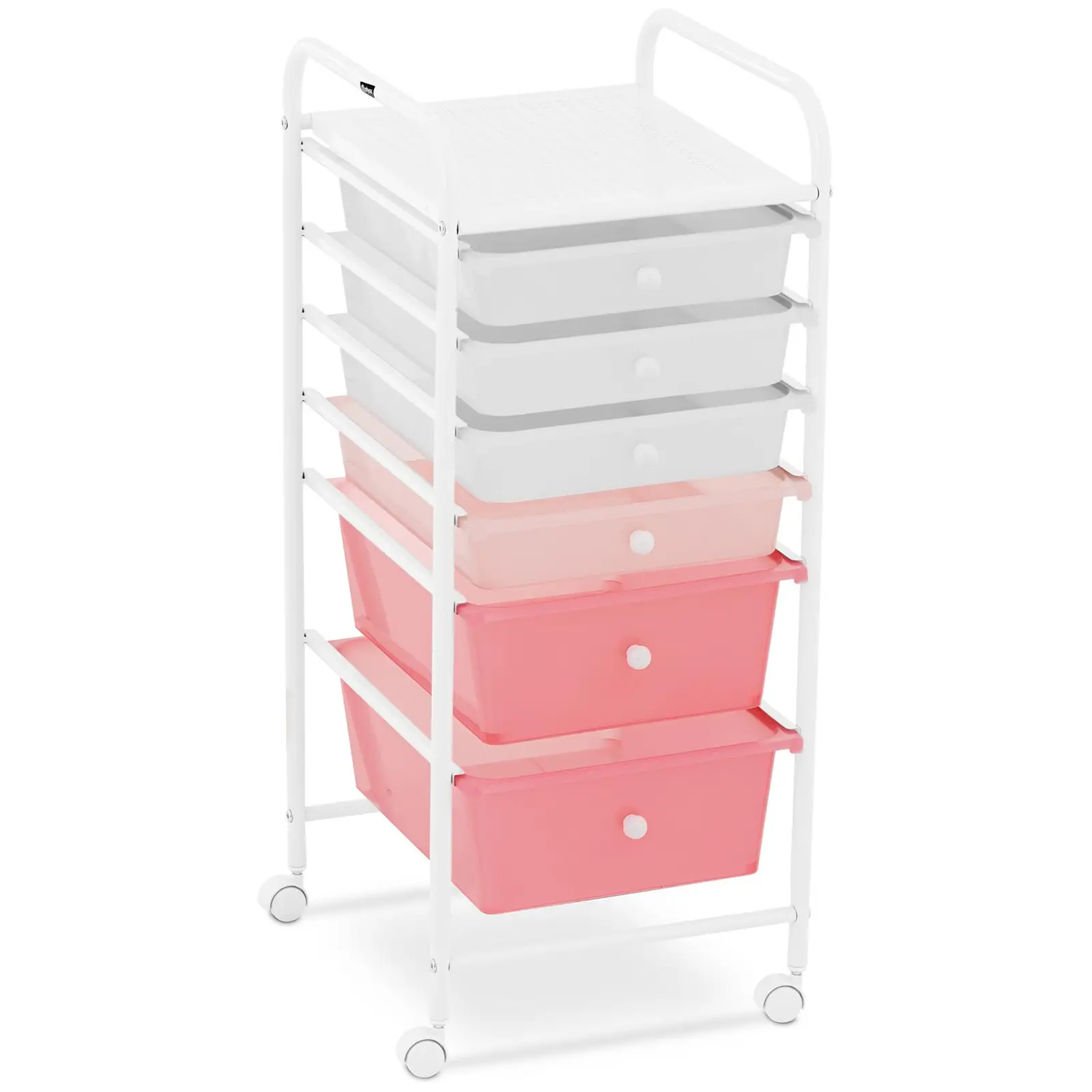 Levně Kosmetický vozík 6 zásuvek růžová/bílá - Kosmetické vozíky physa