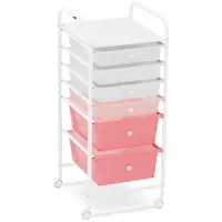 Rullebord med skuffer - 6 skuffer - rosa og hvid