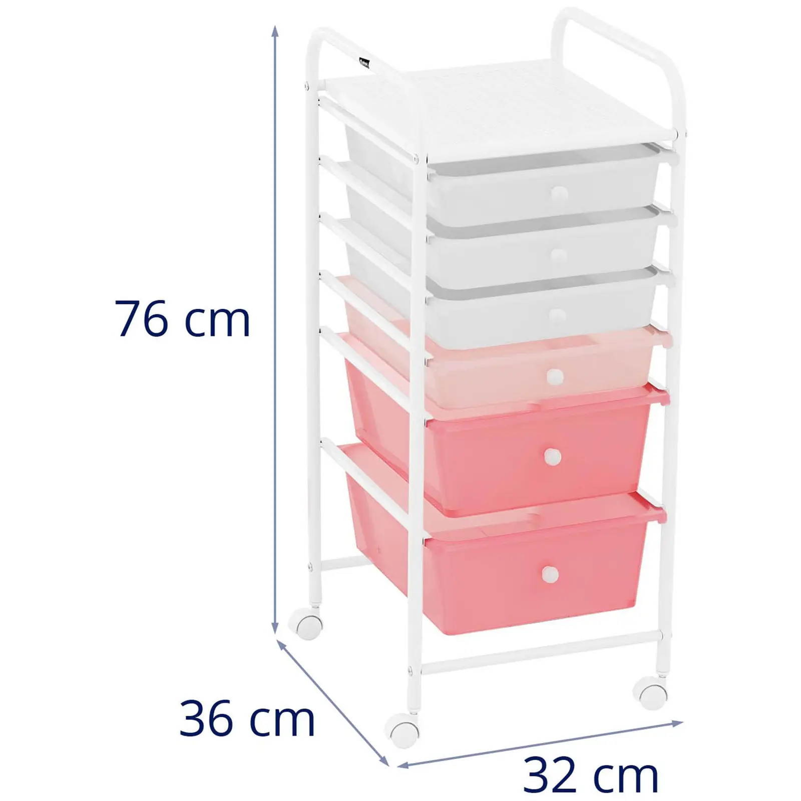 Kosmetický vozík - 6 zásuvek - růžová/bílá