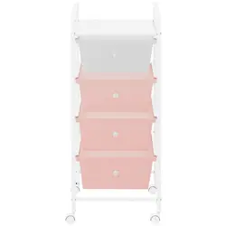 Kozmetický vozík - 4 zásuvky - ružová/biela farba