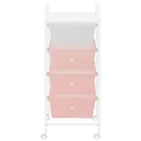 Kozmetický vozík - 4 zásuvky - ružová/biela farba
