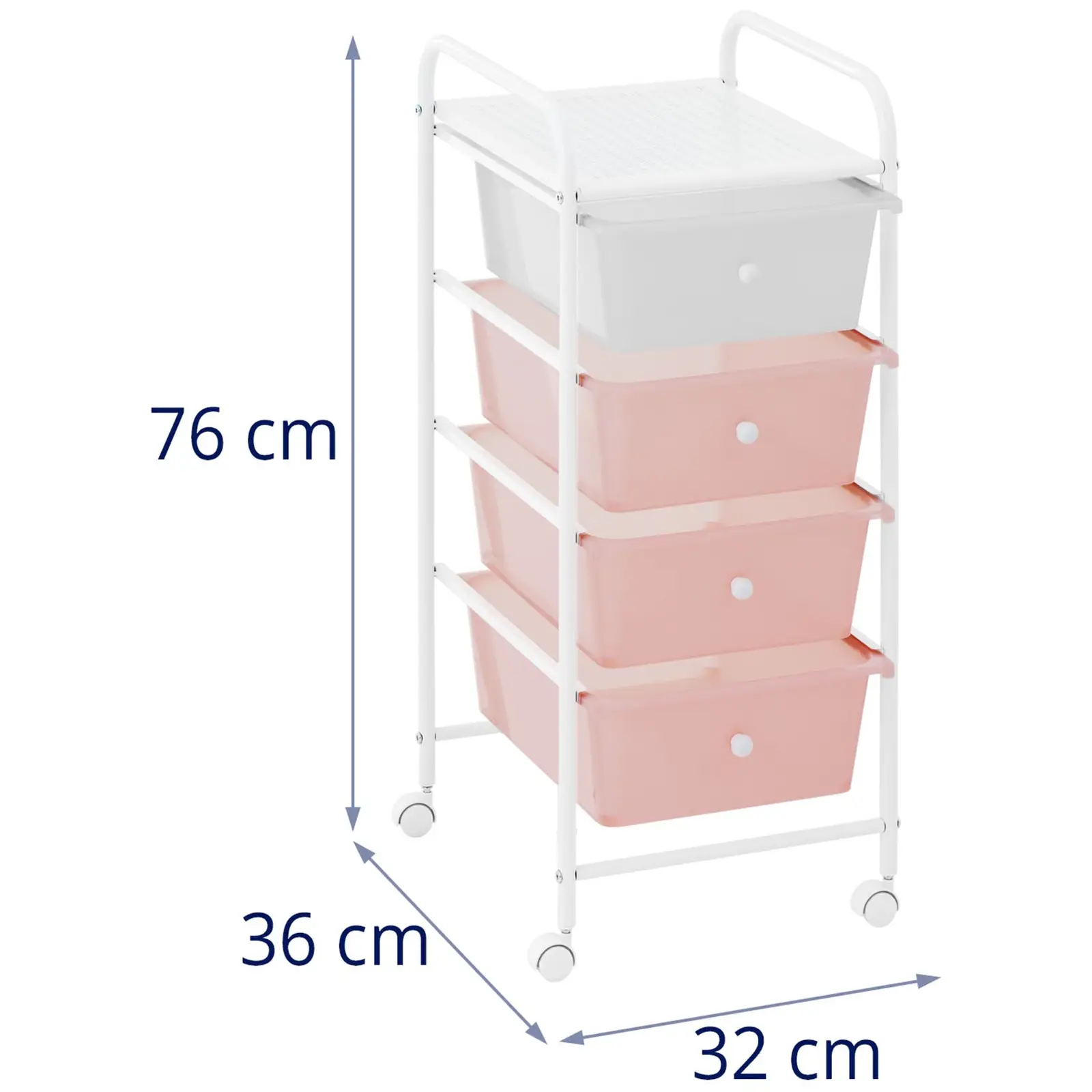 Korivaunu - kylpylä - 4 laatikkoa - vaaleanpunainen/valkoinen