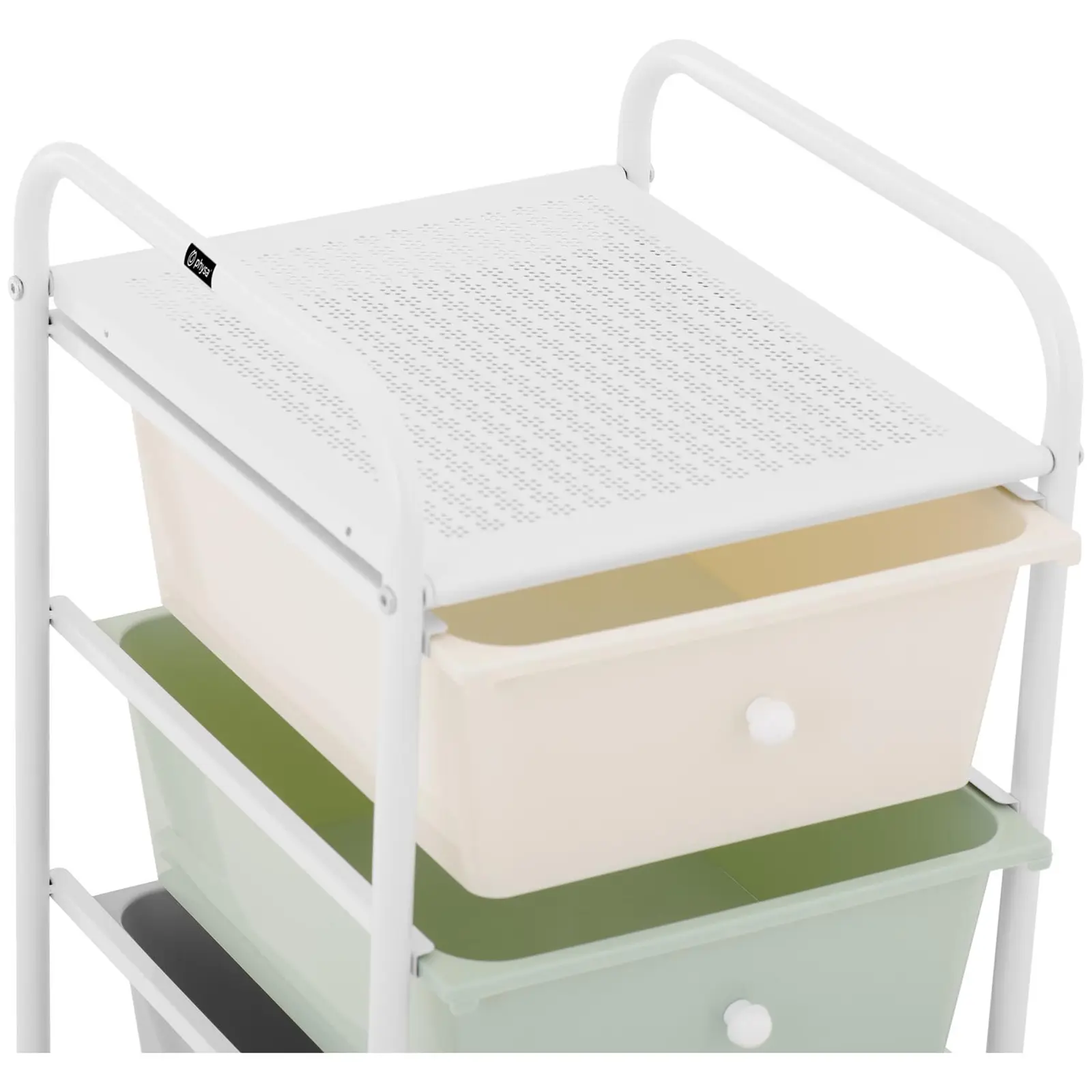 Chariot coiffure - 4 tiroirs - vert/gris/rose/crème (Charge max.: 10 kg)