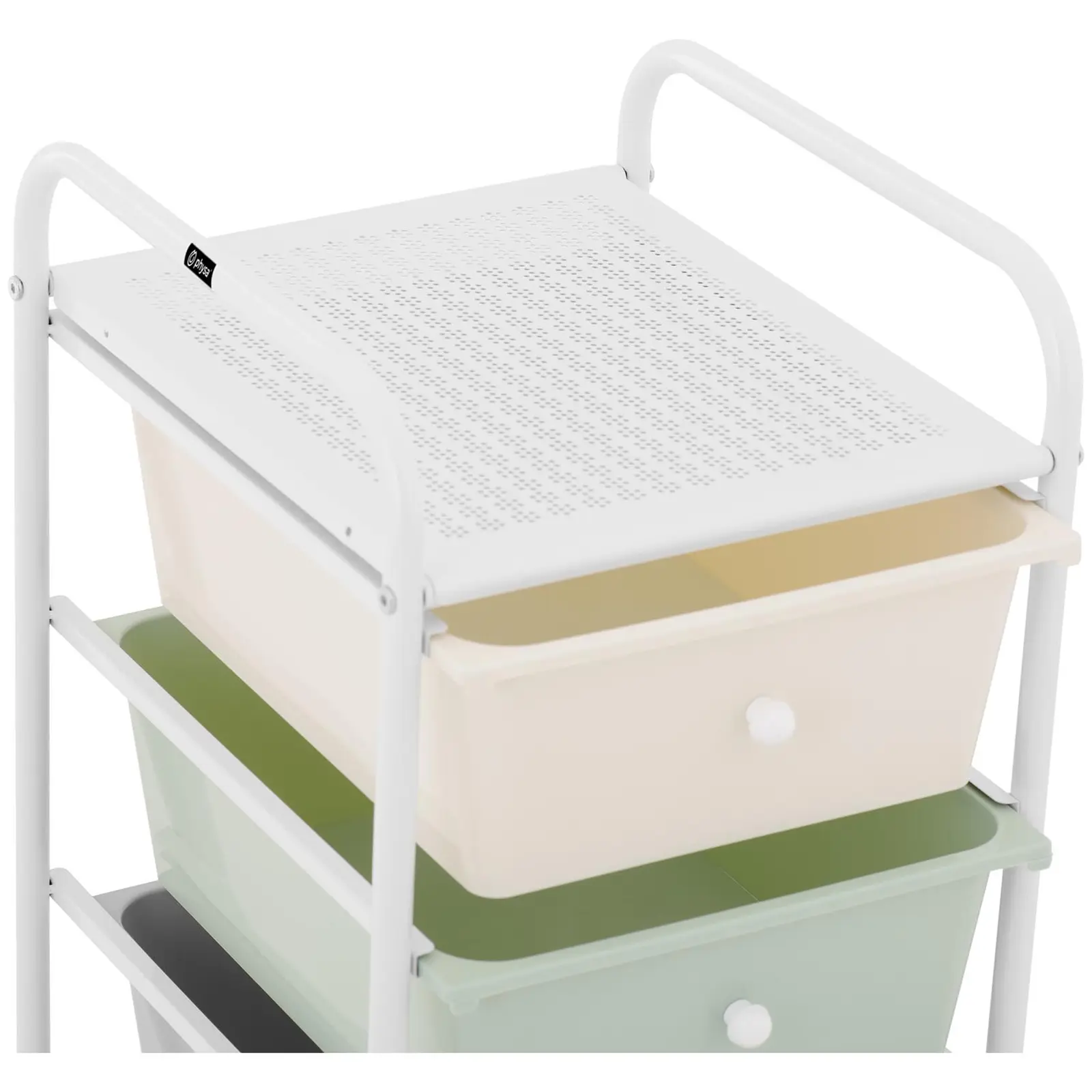 Kozmetický vozík - 4 zásuvky zelená/sivá/krémová farba