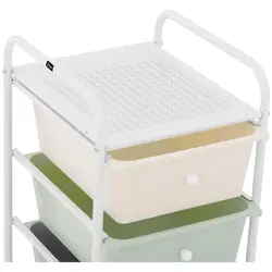 Kozmetický vozík - 4 zásuvky zelená/sivá/krémová farba
