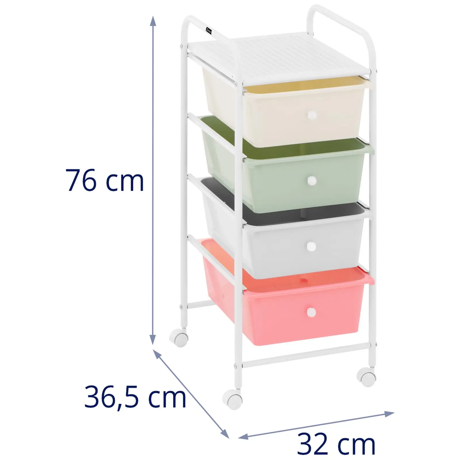 Korivaunu - kylpylä - 4 laatikkoa - vihreä/harmaa/vaaleanpunainen/kermanvärinen