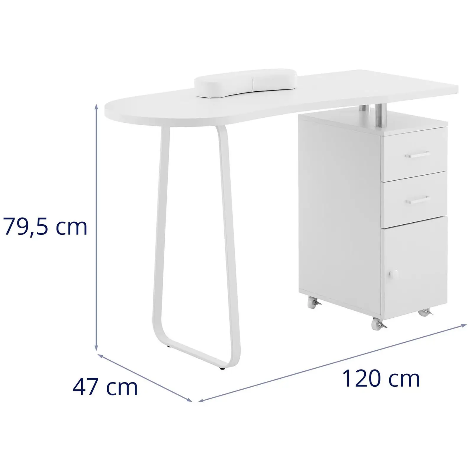 Nagelbord - 2 lådor - 4 hjul