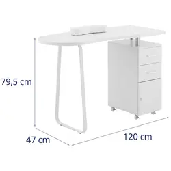 Nail Desk - 2 drawers - 4 wheels - extraction