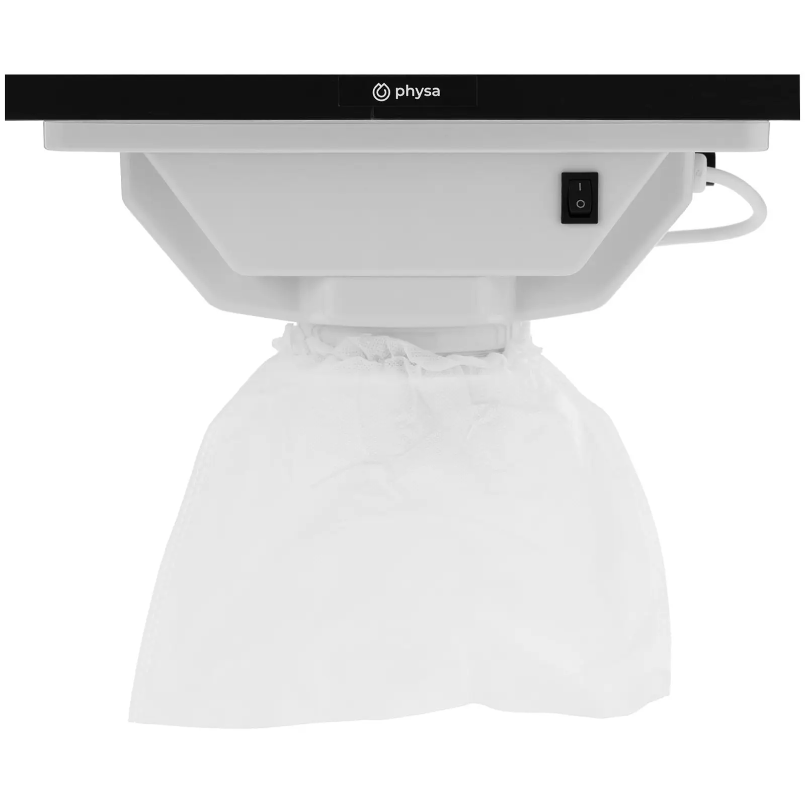 Table manucure pliante - blanc - 4 roues - aspirateur