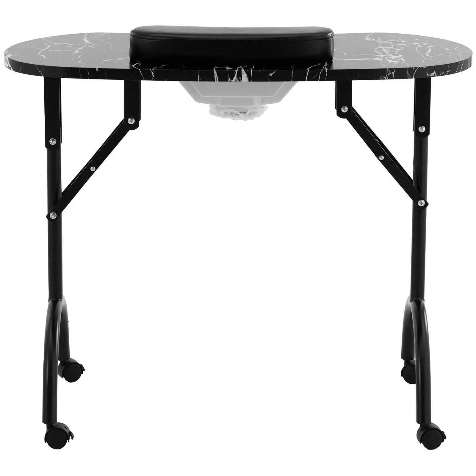 Nail Desk - foldable - Black - 4 wheels - extraction