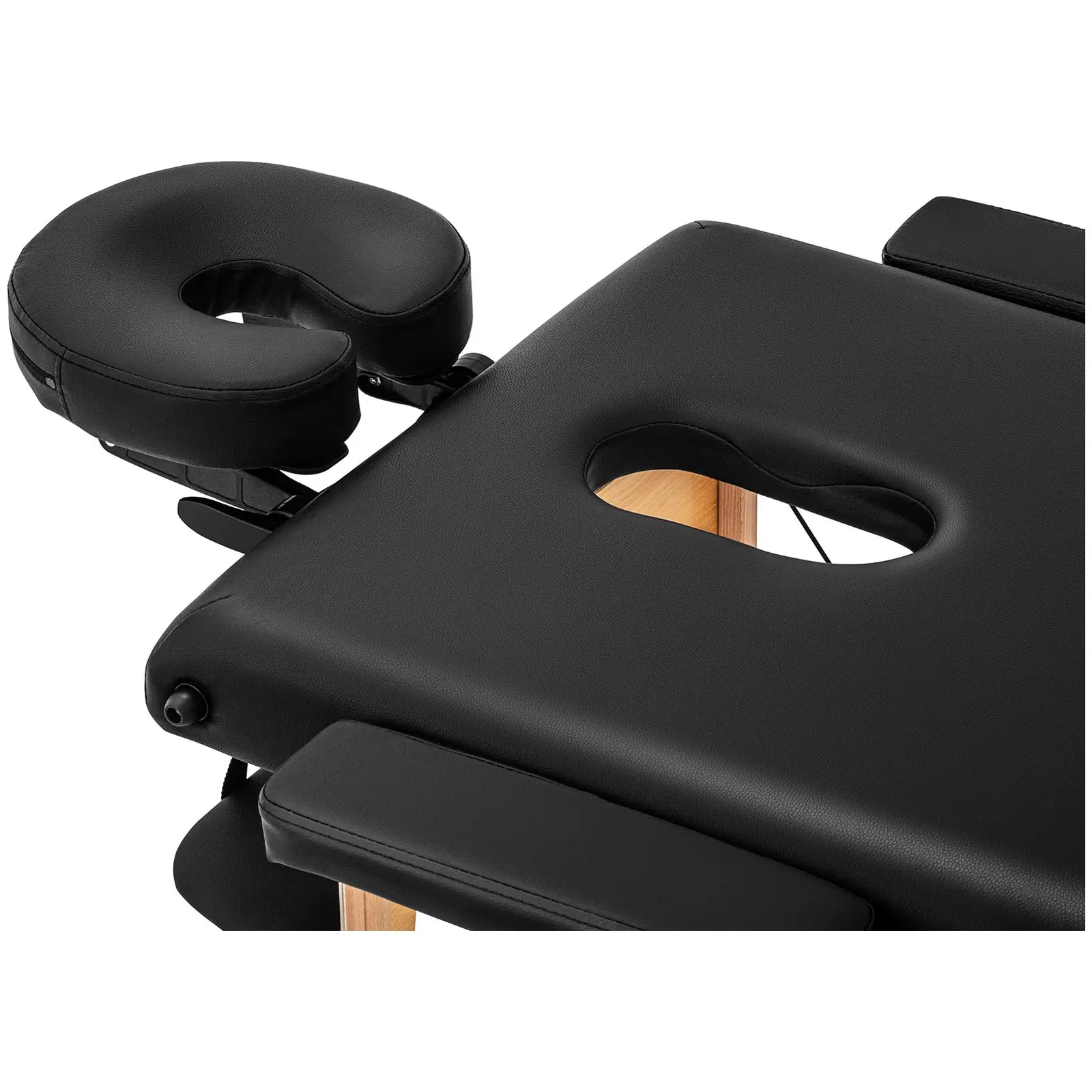B-zboží Skládací masážní lehátko - extra široké (70 cm) - naklápěcí opěrka nohou - bukové dřevo - černá